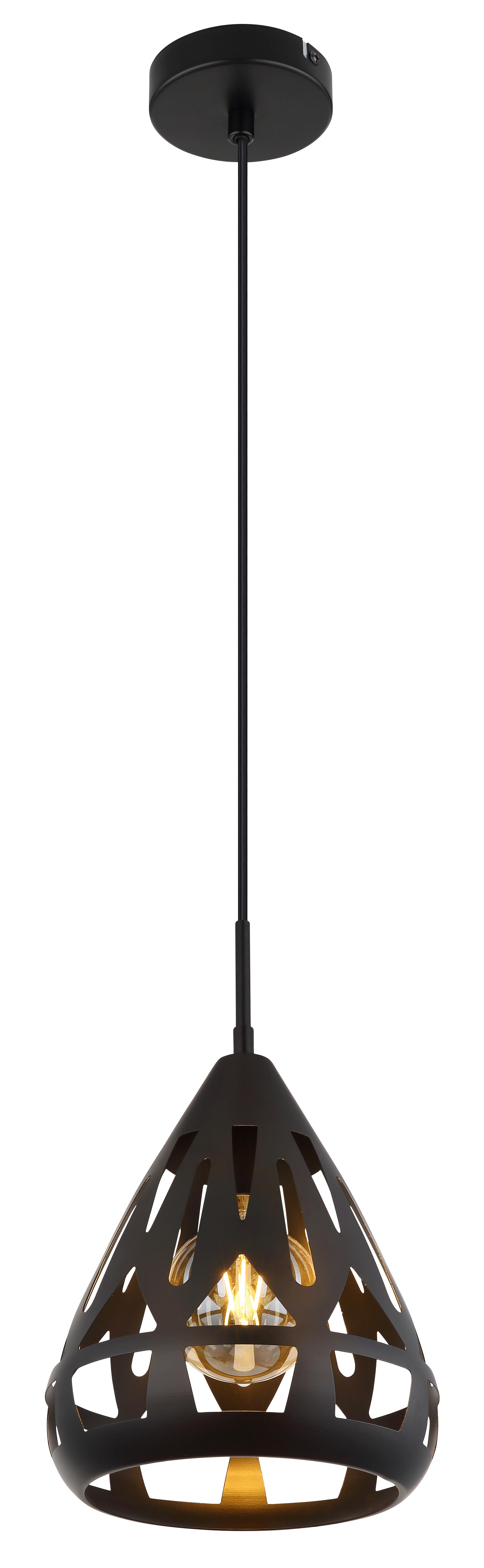 Hängeleuchte Hassan Schwarz max. 40 Watt - Schwarz, Basics, Kunststoff/Metall (23/120cm) - Globo