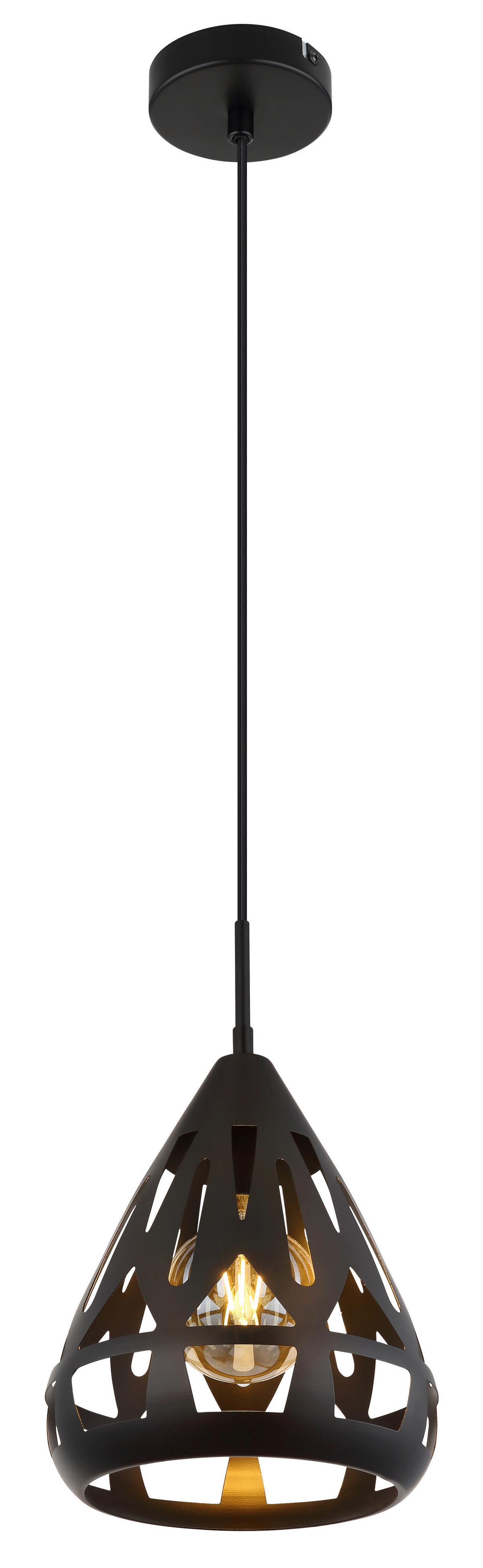 Hängeleuchte Hassan Schwarz max. 40 Watt - Schwarz, Basics, Kunststoff/Metall (23/120cm) - Globo