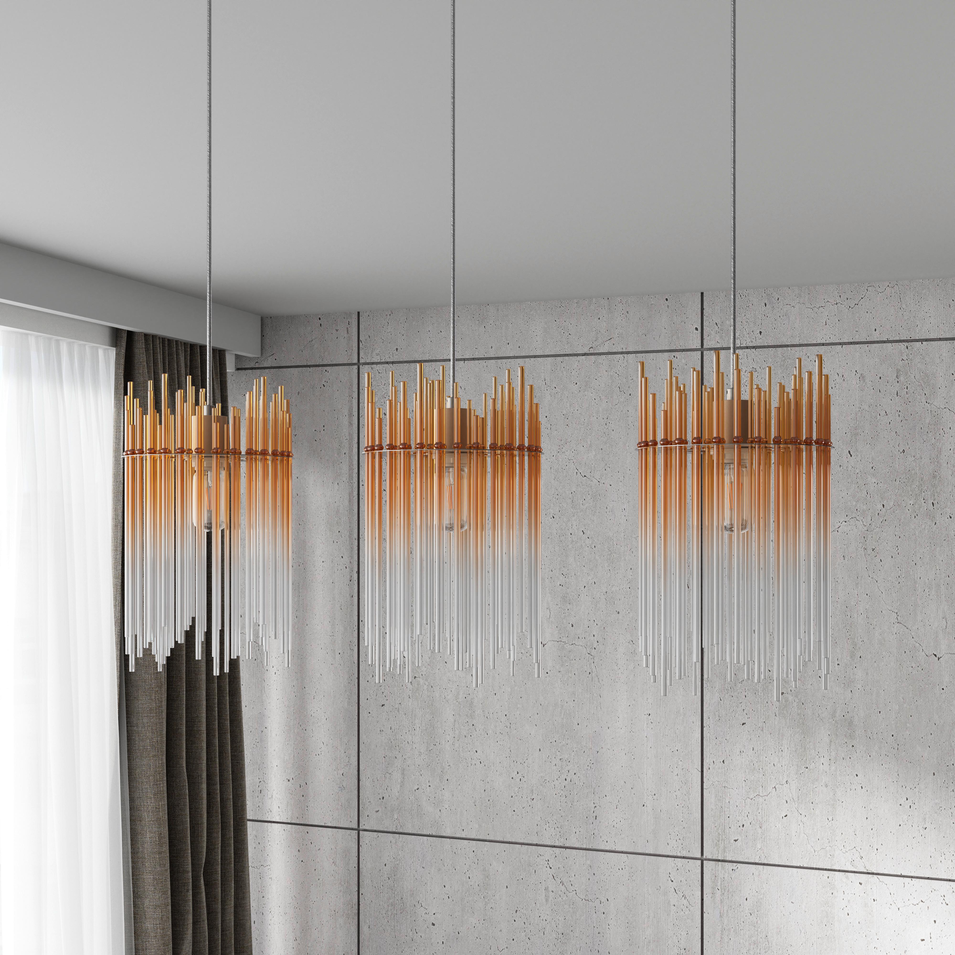 HÄNGLAMPA STAB - bärnstensfärgad/champagne, Modern, metall/glas (81/20/150cm)