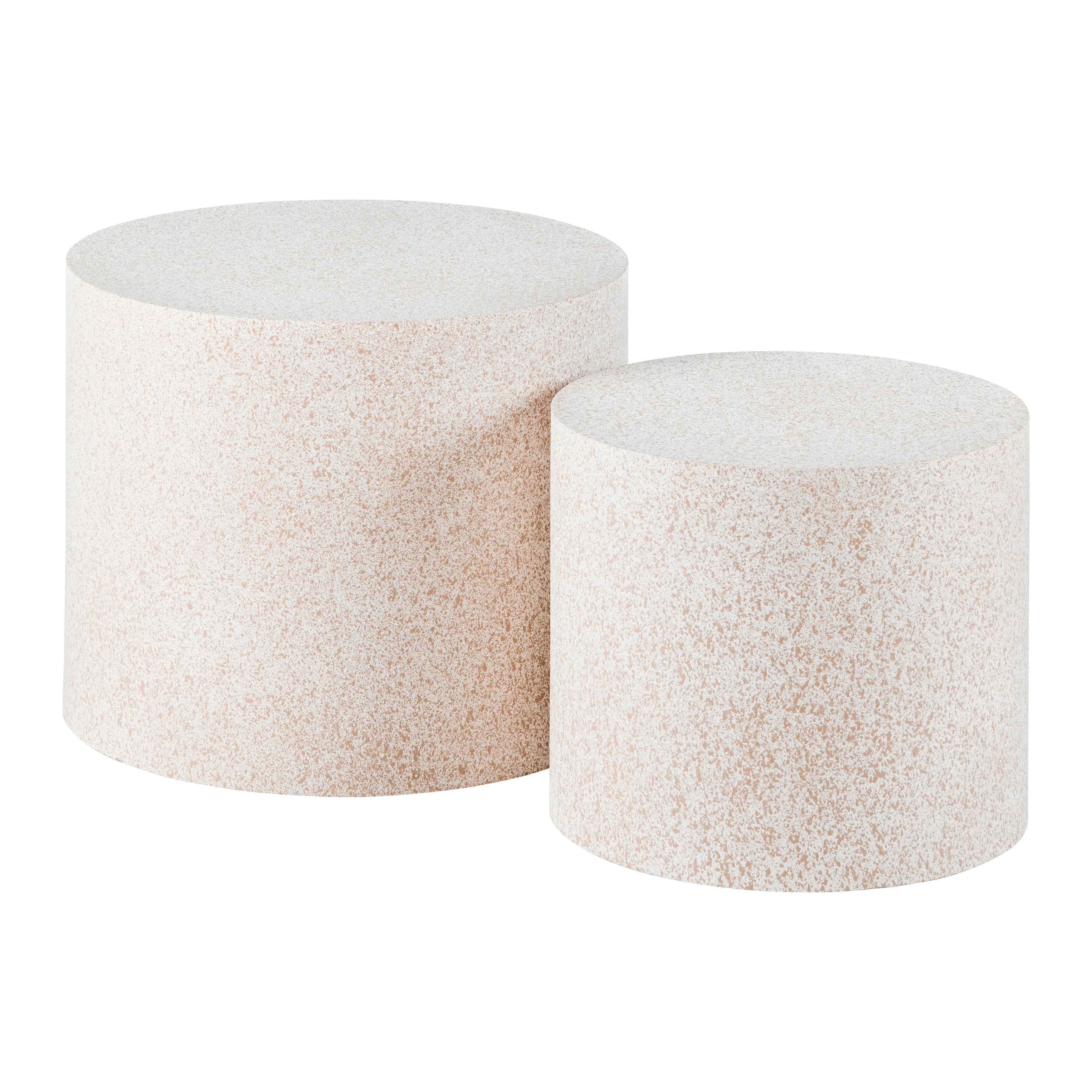 Beistelltisch Paul Beige Steinoptik, 2er Set - Sahara, MODERN, Holzwerkstoff (48/38/38/32cm) - Mömax