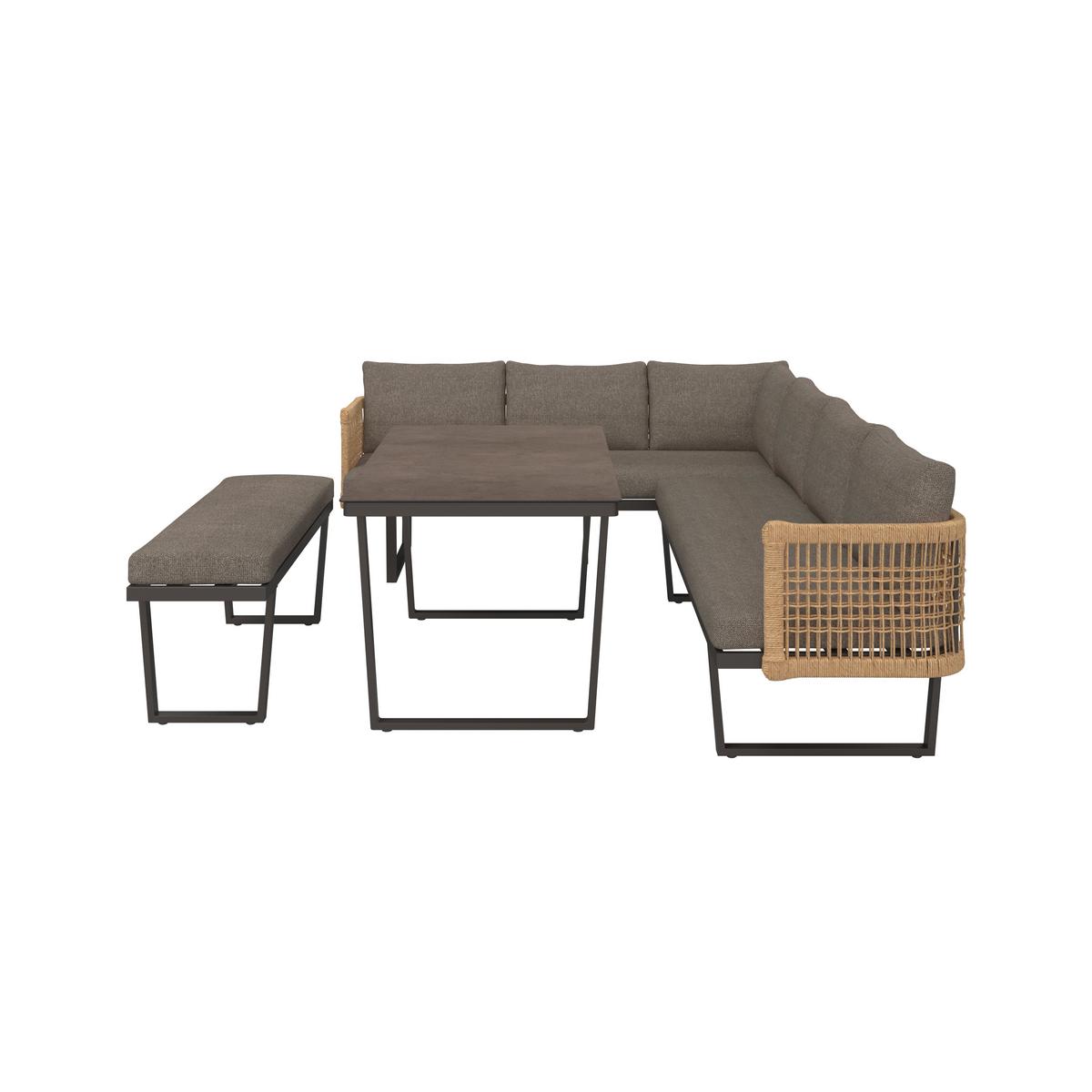 Lounge Garnitura Bologna, Antracit, Rjava, 4-Delno - naravne barve/rjava, Moderno, kovina/umetna masa (256/198cm) - Beldano
