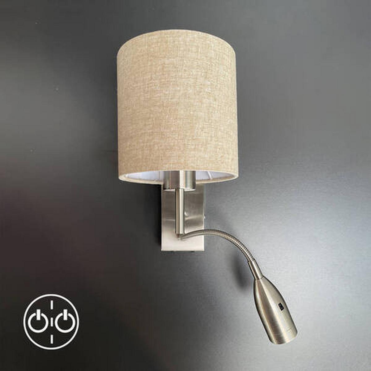 Wandleuchte max. 40 Watt - Sandfarben/Nickelfarben, Basics, Textil/Metall (16/16/28cm) - Fischer & Honsel