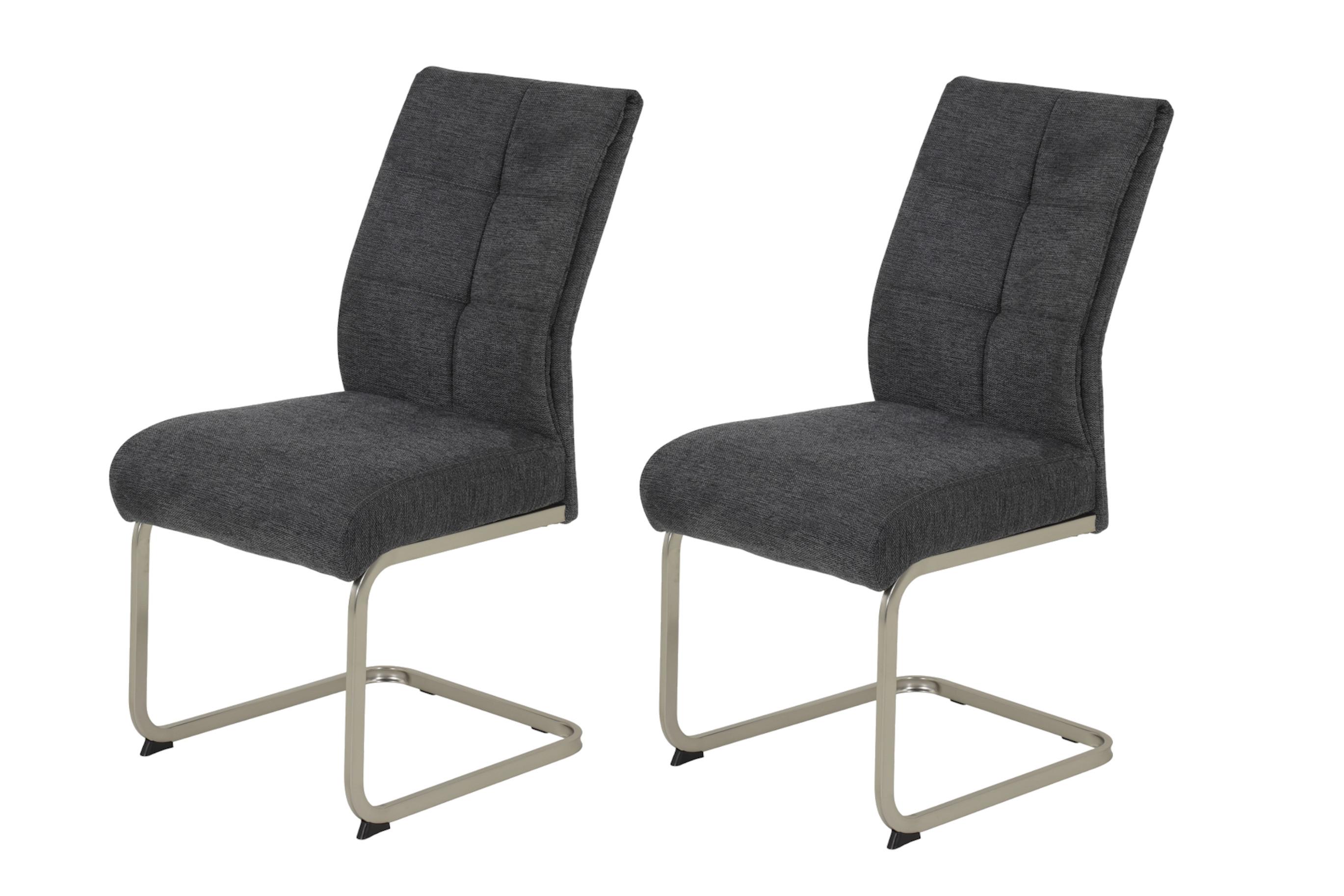 SCHWINGSTUHL-SET INES S 2ER-SET - Edelstahlfarben/Anthrazit, MODERN, Textil/Metall (50/99/66cm) - MID.YOU