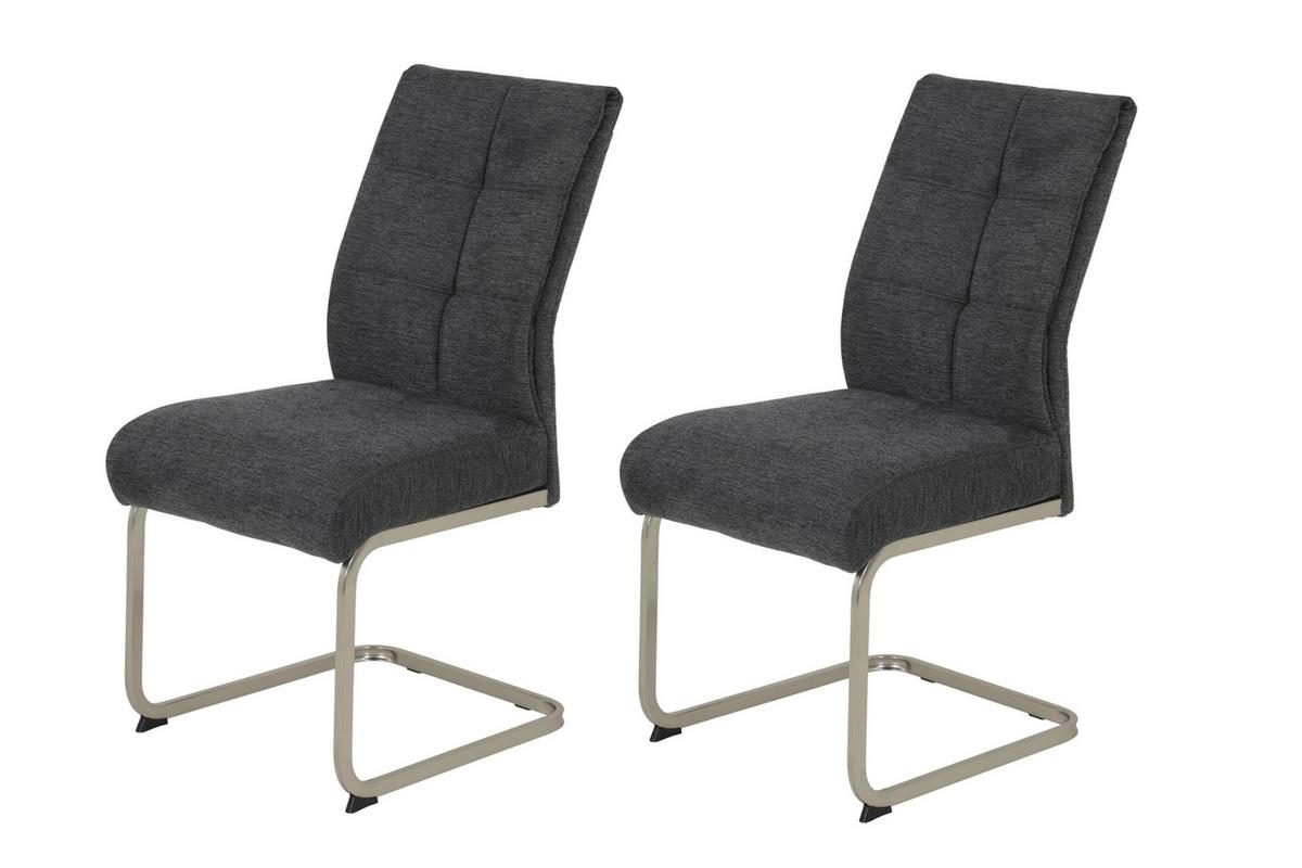 SCHWINGSTUHL-SET INES S 2ER-SET - Edelstahlfarben/Anthrazit, MODERN, Textil/Metall (50/99/66cm) - MID.YOU