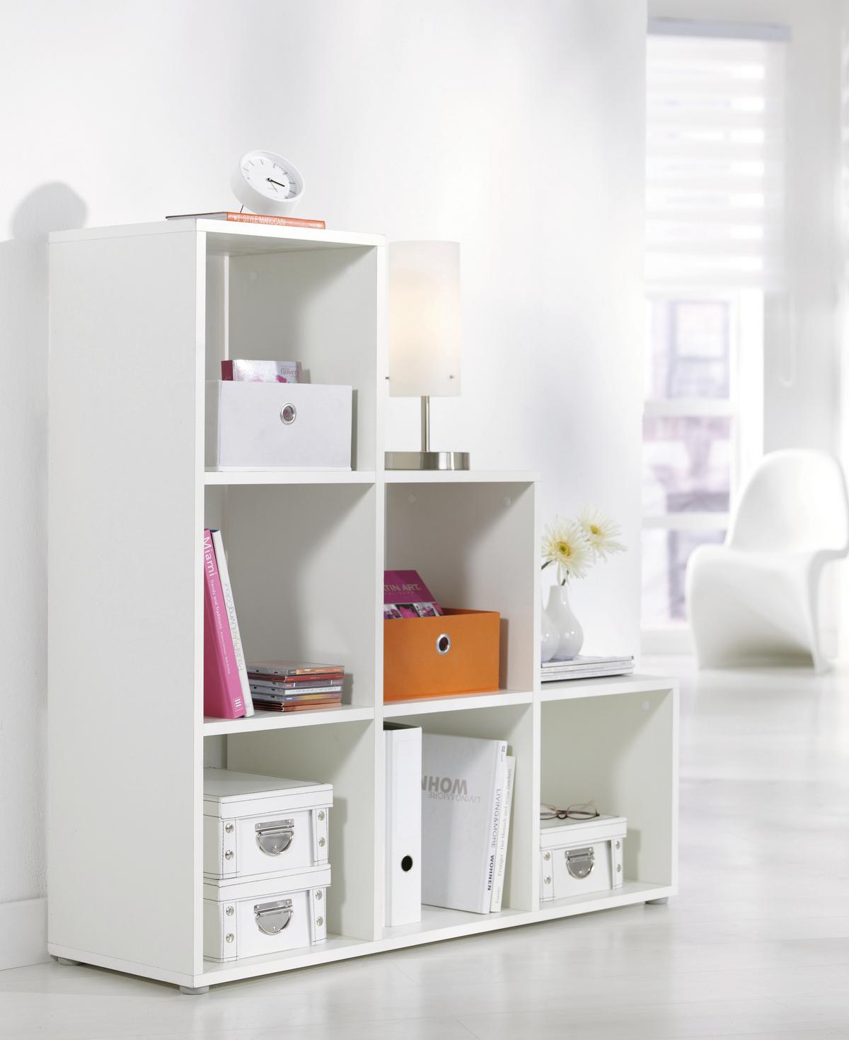 Regal in Weiss mit 6 Fächer - Weiss, Modern, Holzwerkstoff (112/114/35cm) - Mömax