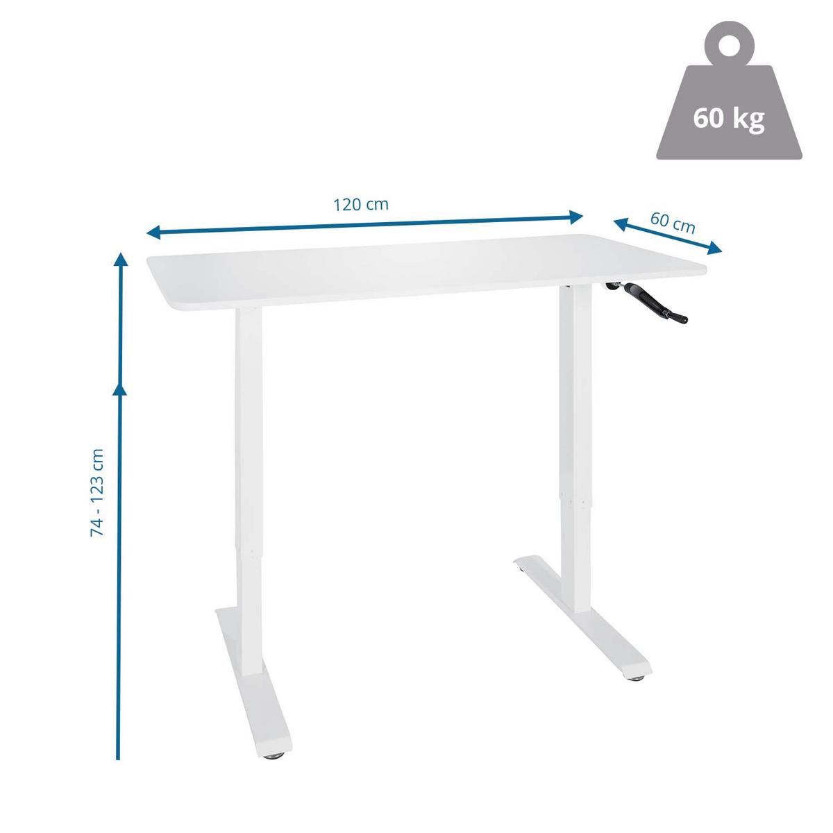 Dvižna Miza Stand Cr, Bela - bela, Moderno, kovina/leseni material (120/74/60cm) - MID.YOU