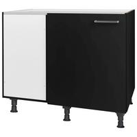 Eckunterschrank Touch Schwarz - Edelstahlfarben/Schwarz, MODERN, Holzwerkstoff/Metall (125/87/65cm) - Nobilia