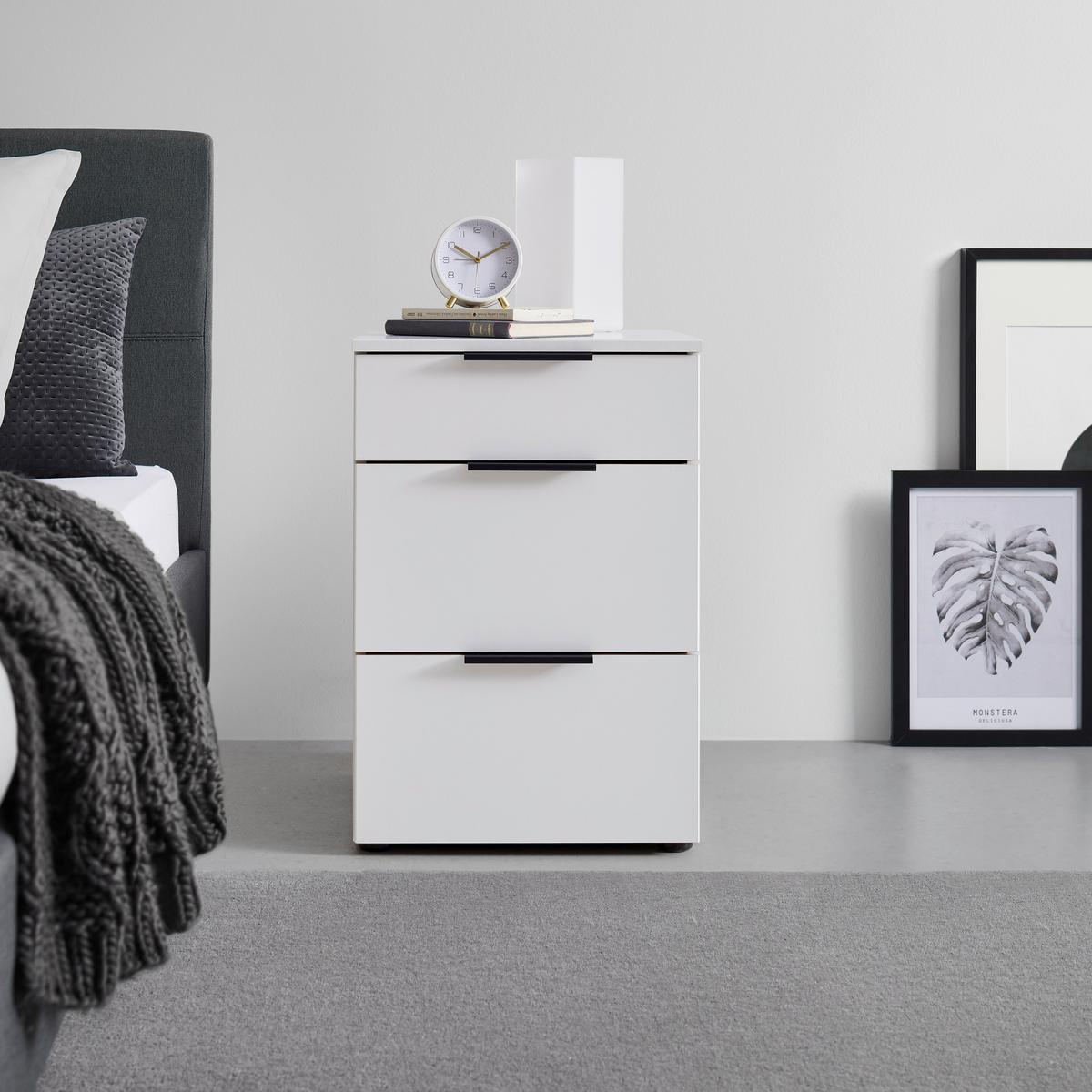 Nachtkästchen Level 36 Black A Weiß - Schwarz/Weiß, KONVENTIONELL, Holzwerkstoff/Kunststoff (41/61/41cm) - Premium Living
