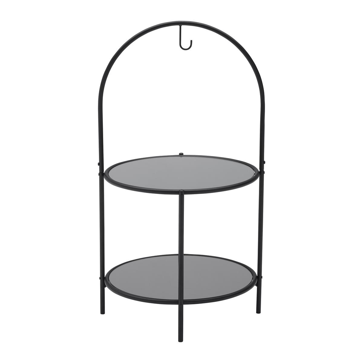 Masă auxiliară NOBILE - negru, Modern, sticlă/metal (42/42/80cm) - Premium Living