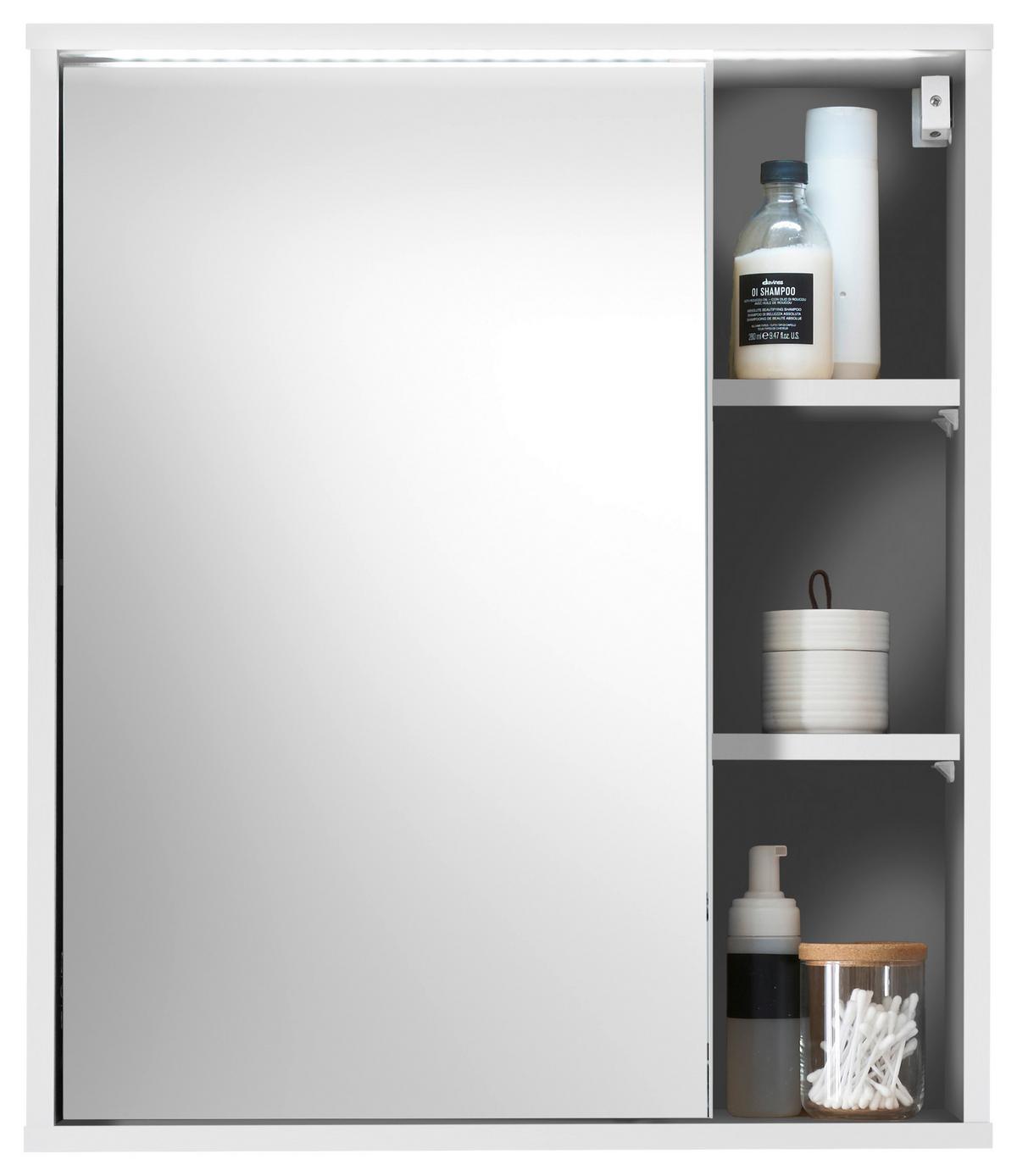 SZAFKA Z LUSTREM GREECE - biały, Modern, materiał drewnopochodny/szkło (60/70/20cm) - MID.YOU