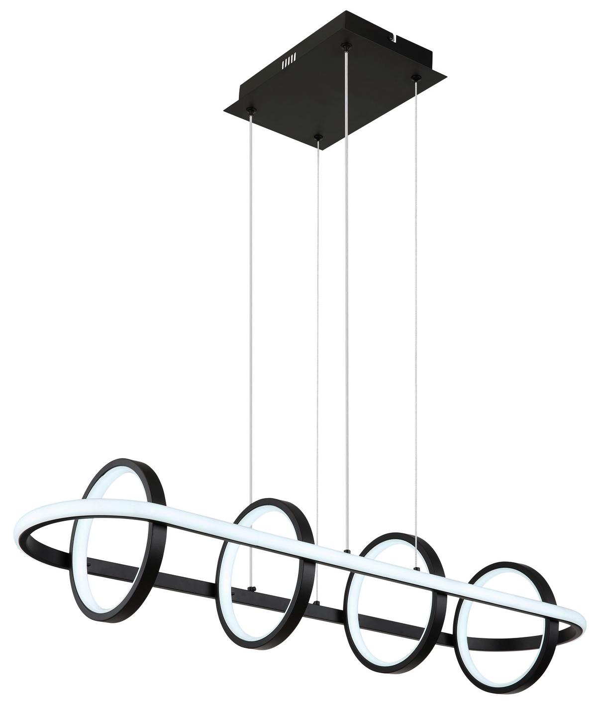 LED-HÄNGELEUCHTE 67194-60R - Opal/Schwarz, Design, Kunststoff/Metall (90/28/120cm) - Globo