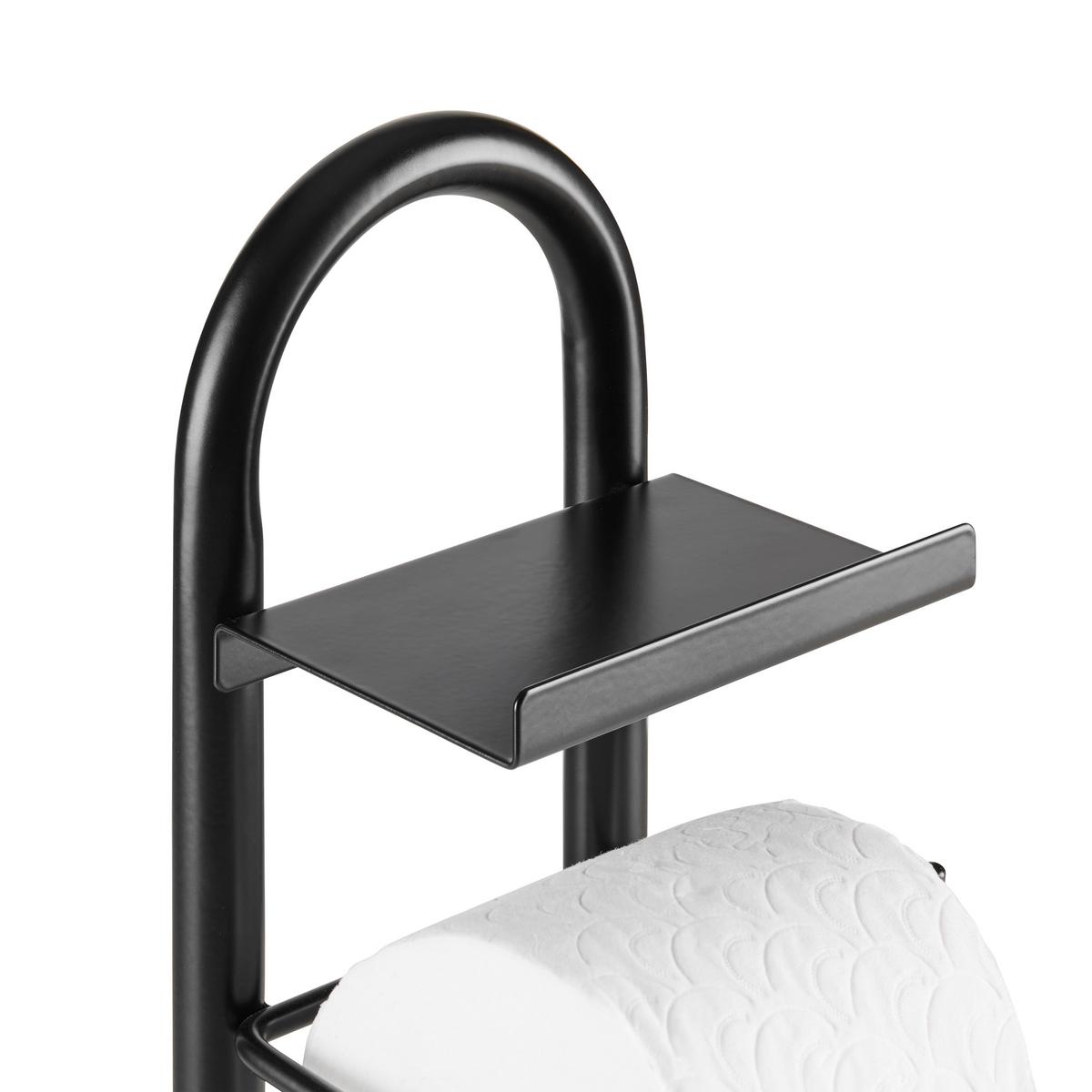 Toilettenpapierhalter Elvis Schwarz/Naturfarben - Schwarz/Naturfarben, MODERN, Holz/Metall (22/82/22cm) - Mömax