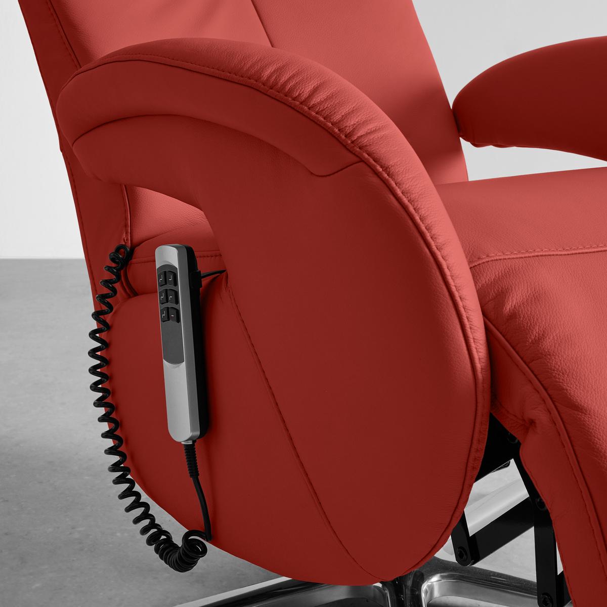 Relaxsessel Sitting 2 Dunkelrot - Chromfarben/Dunkelrot, MODERN, Leder (70/111/80cm) - Premium Living