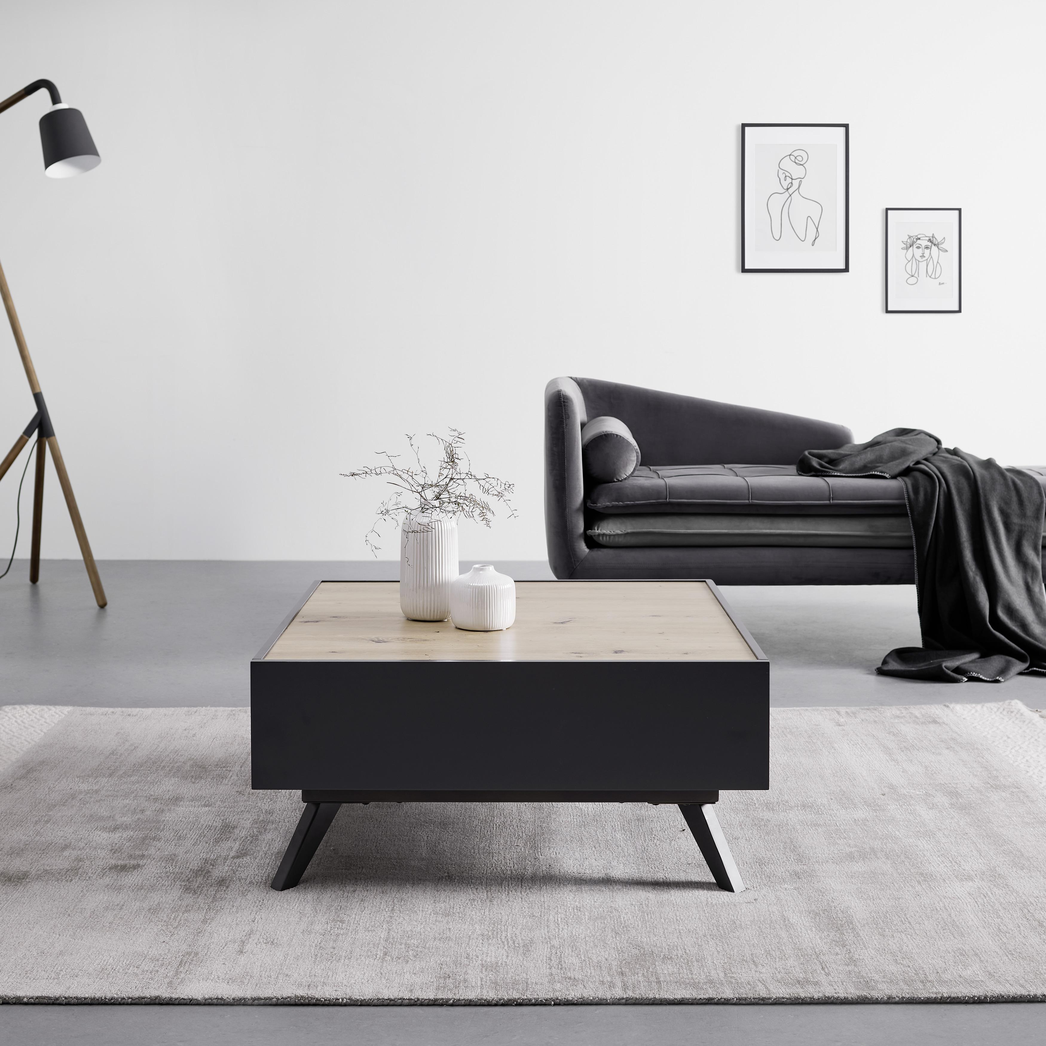 Klubska Miza Fosco - siva/črna, Moderno, kovina (80/80/38cm) - Bessagi Home