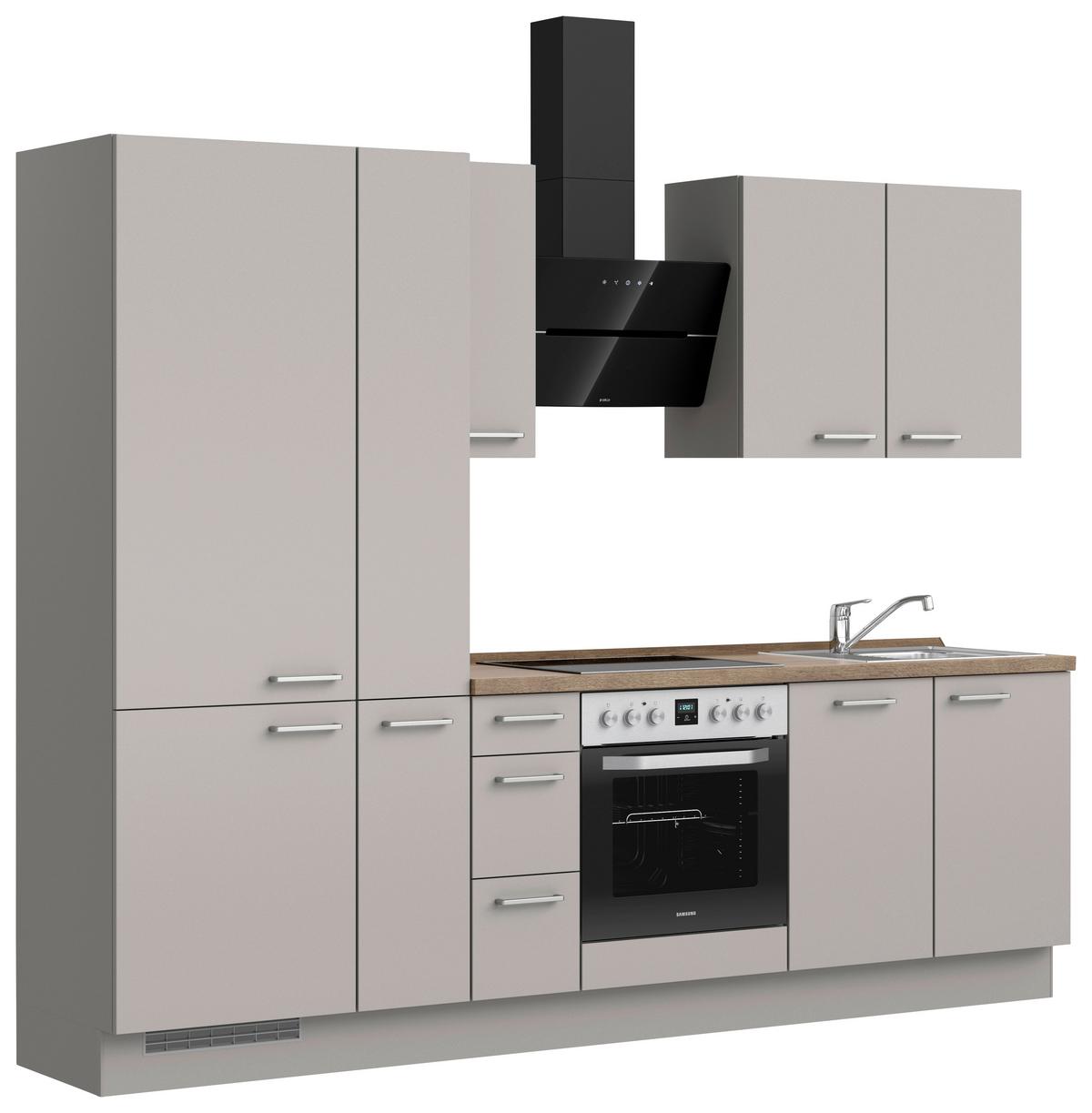 Küchenleerblock Touch High o. Geräte Grau - Eiche dunkel/Edelstahlfarben, MODERN, Holzwerkstoff/Metall (270cm) - Nobilia