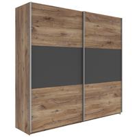 Schwebetürenschrank Saturn in Graphit/Eichefarben - Eichefarben/Silberfarben, KONVENTIONELL, Holzwerkstoff/Metall (218/210/59cm) - Mömax