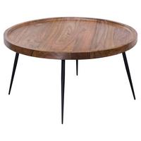 Couchtisch in Sheeshamfarben Echtholz Rund - Sheeshamfarben/Schwarz, Design, Holz/Metall (75/75/39cm) - MID.YOU