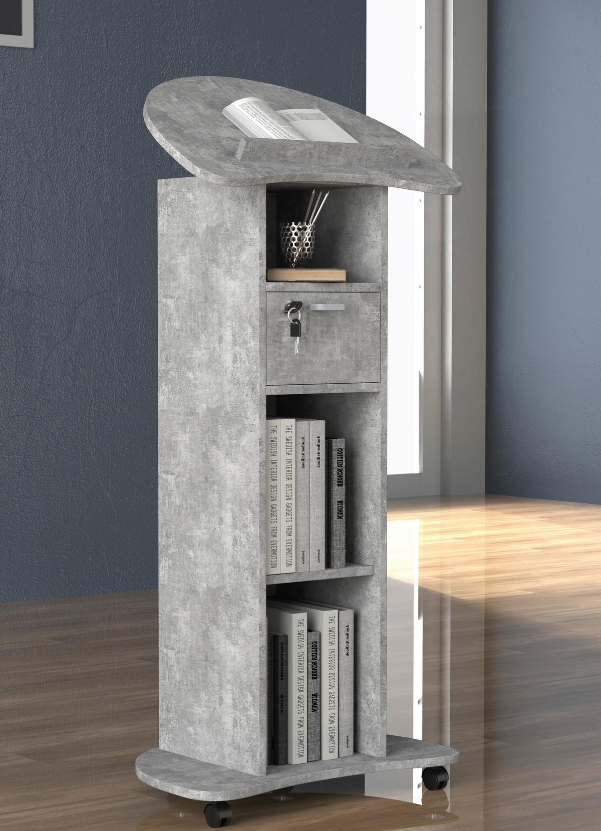 Stoječi Pult Redola M, Beton - siva, Moderno, leseni material (56/110/37cm) - MID.YOU