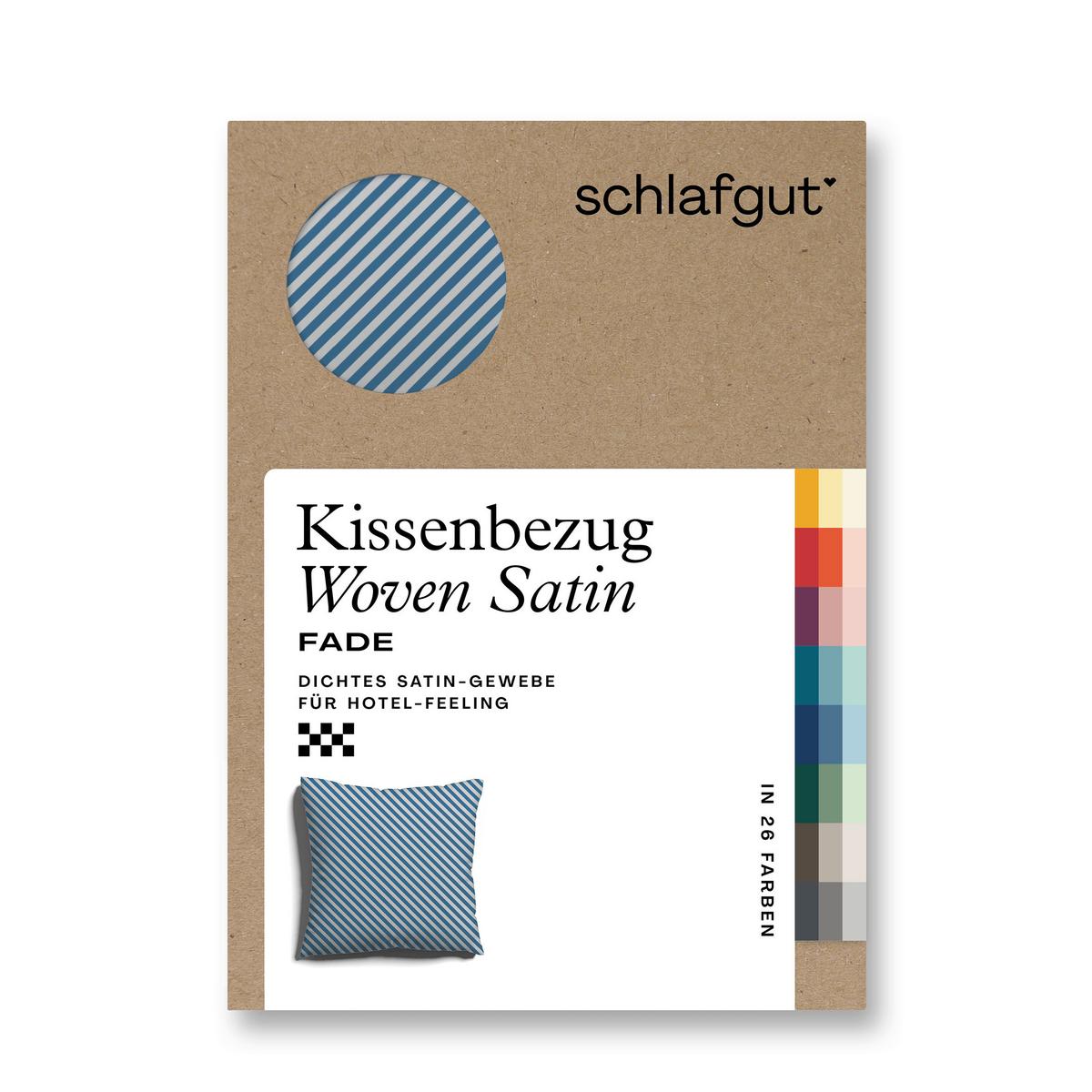 Kissenbezug Woven Satin Blau/Hellgrau ca. 40x40cm - Blau/Hellgrau, Basics, Textil (40/40cm) - Schlafgut