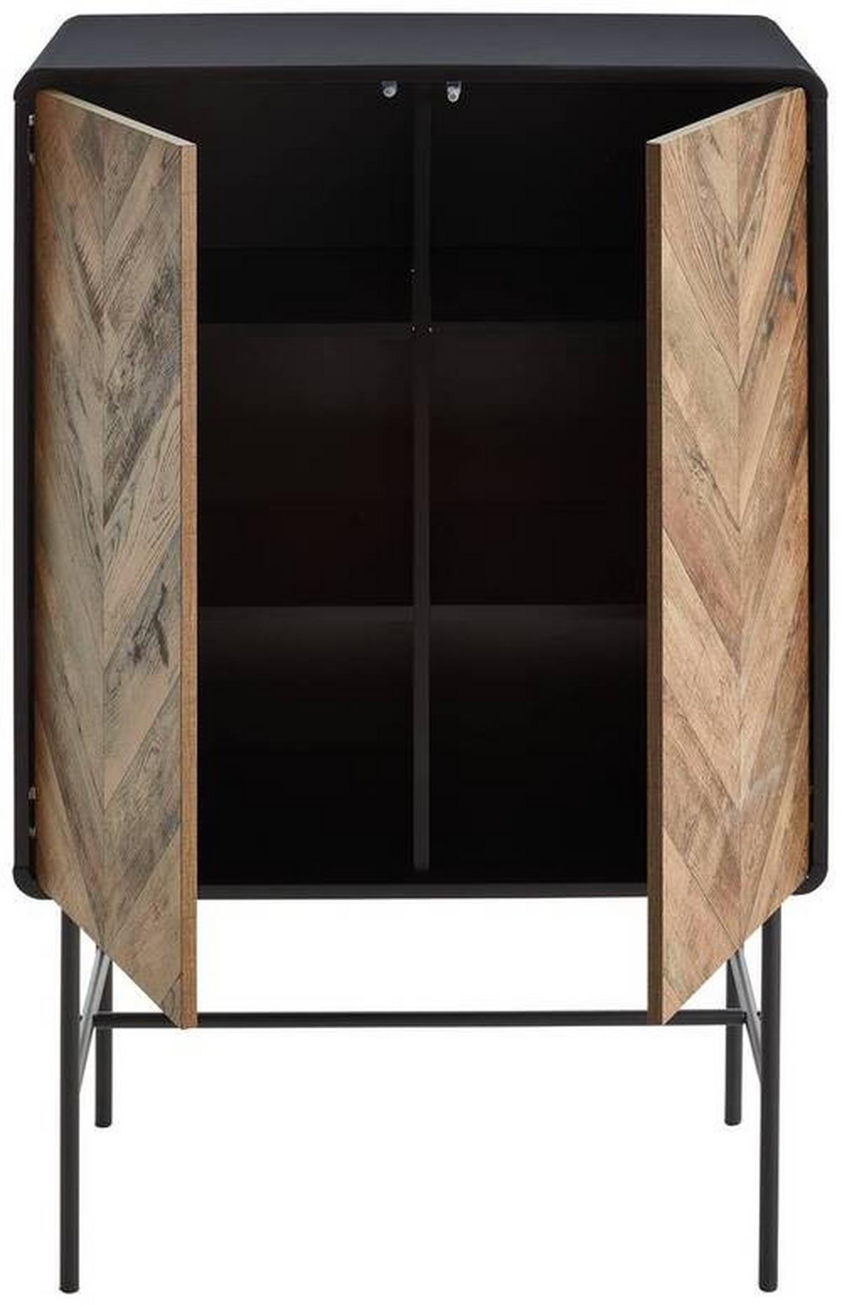 Komoda Sandy, Črna, Barva Hrasta - črna/barve hrasta, Moderno, kovina/leseni material (80/122/40cm) - Mömax