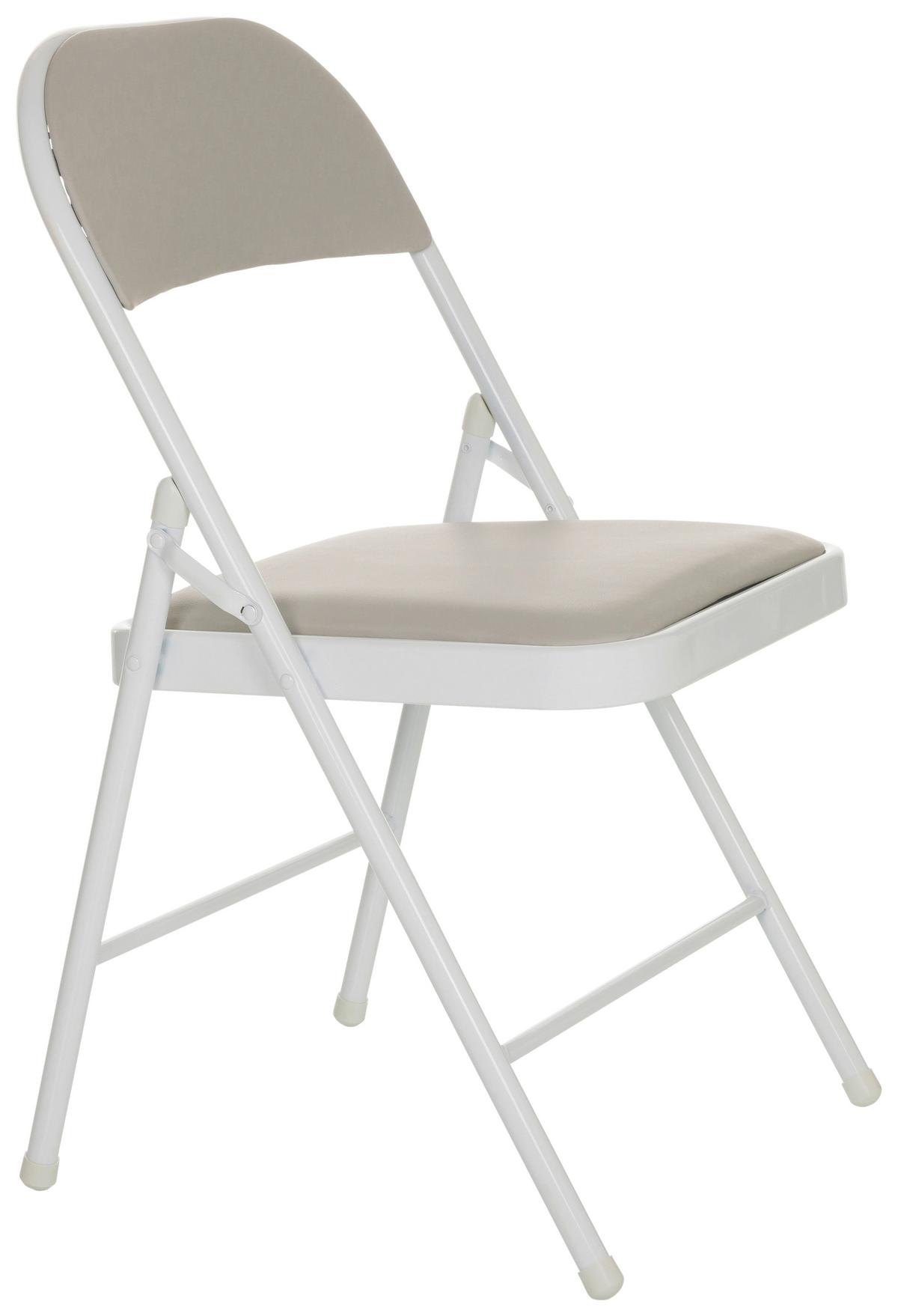 Zložljiv Stol Tudela W, Siva - siva/bela, Basics, kovina/usnje (44/80/49cm) - MID.YOU