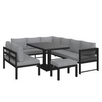 Jedilna Lounge Garnitura Pergolina, Siva, 5-Delno - temno siva/siva, Moderno, kovina/umetna masa (194/245cm) - Bessagi Garden