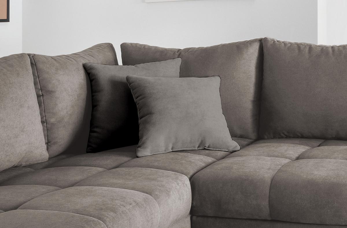 Wohnlandschaft Alvito Graubraun Nylon/Mikrofaser - Graubraun/Silberfarben, Design, Holz/Textil (202/298cm) - MID.YOU