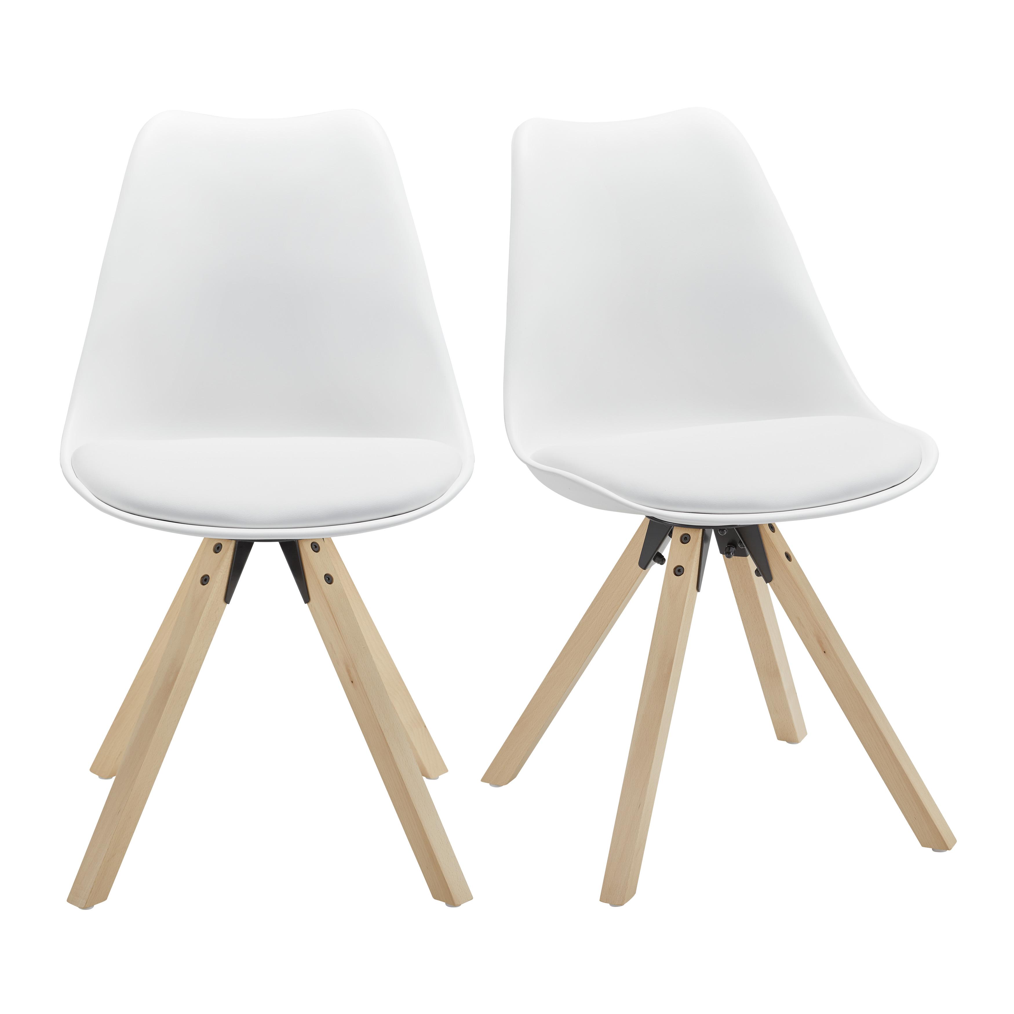 Stuhl "Ricky", weiß, Echtholz Beine - Buchefarben/Weiß, MODERN, Holz/Kunststoff (48/85/57,4cm) - Bessagi Home