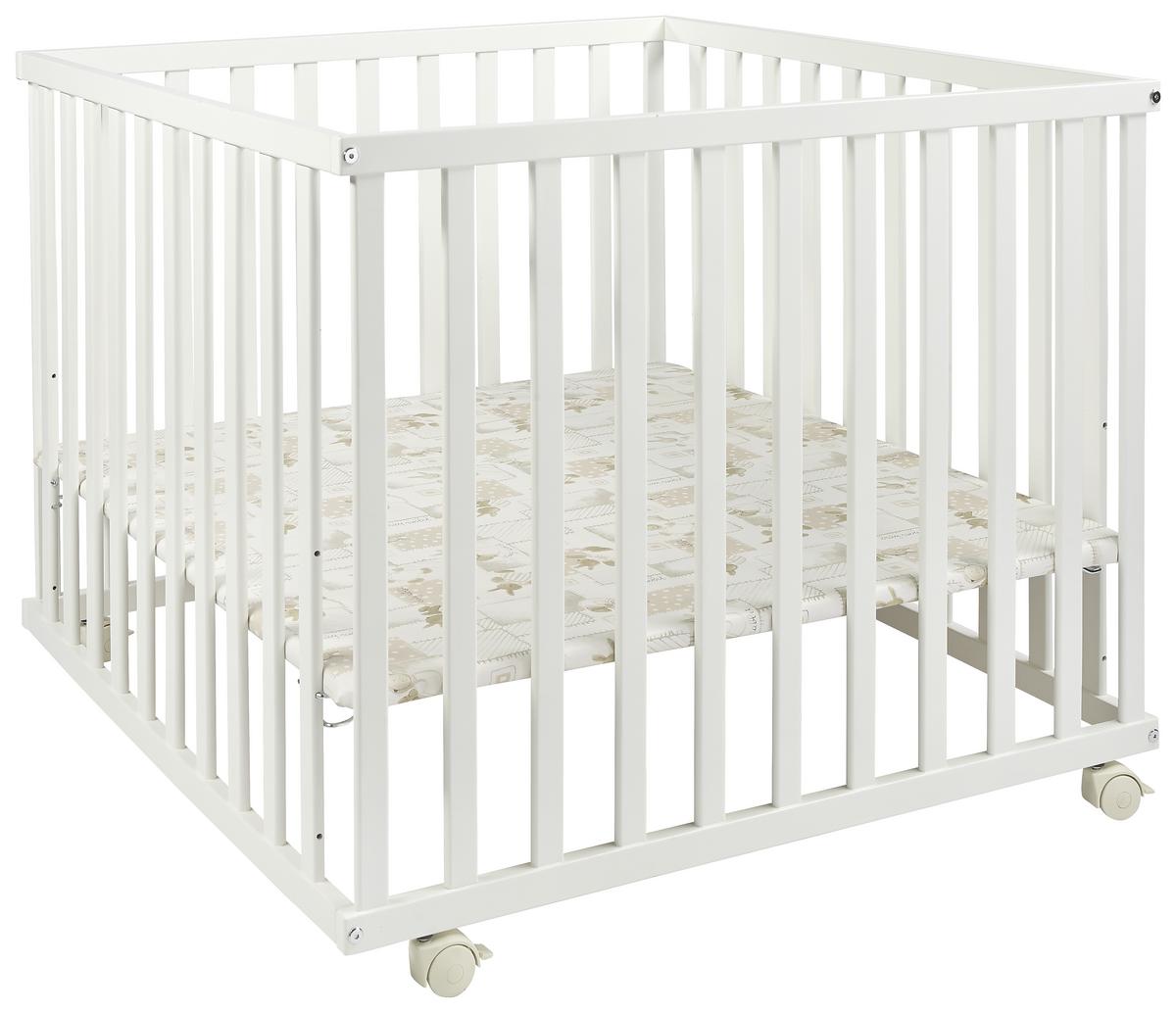 KOJEC NA KÓŁKACH ROMEO - biały, Basics, tworzywo sztuczne/drewno (97/97/70cm) - My Baby Lou