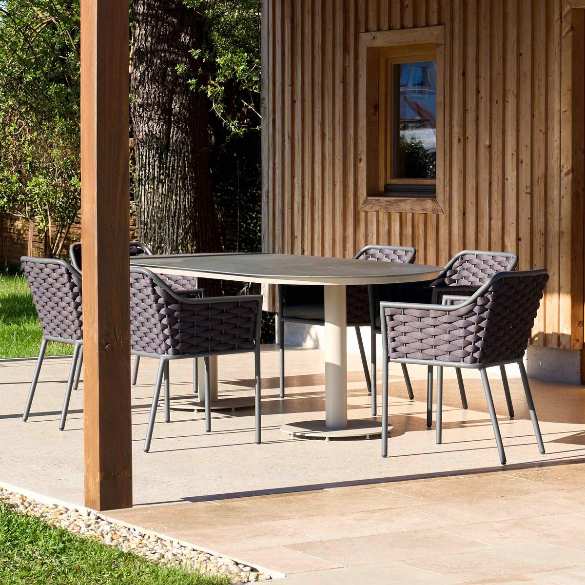 Gartentisch Monaco Beige ca. 220x100x75cm - Beige, MODERN, Glas/Metall (220/100/75cm) - Mömax