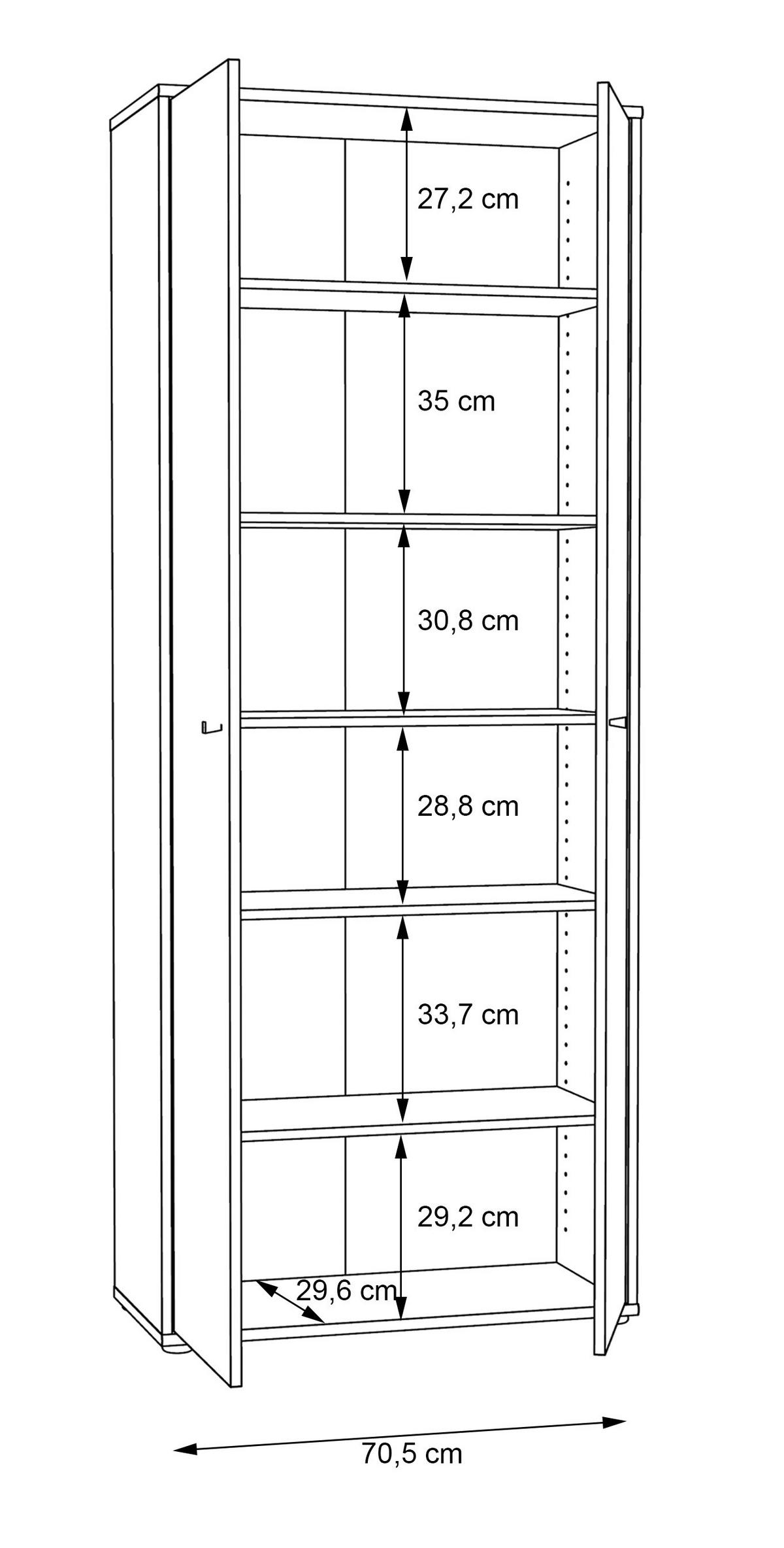 Omara S Klasičnimi Vrati Tempra 2, Barva Hrasta - hrast artisan, Design, leseni material (73,7/197,5/34,8cm)