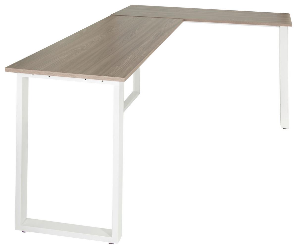 Kotna Pisalna Miza Workspace Basic I, Siva, Bela - siva/bela, Basics, kovina/leseni material (165/120/75cm) - MID.YOU