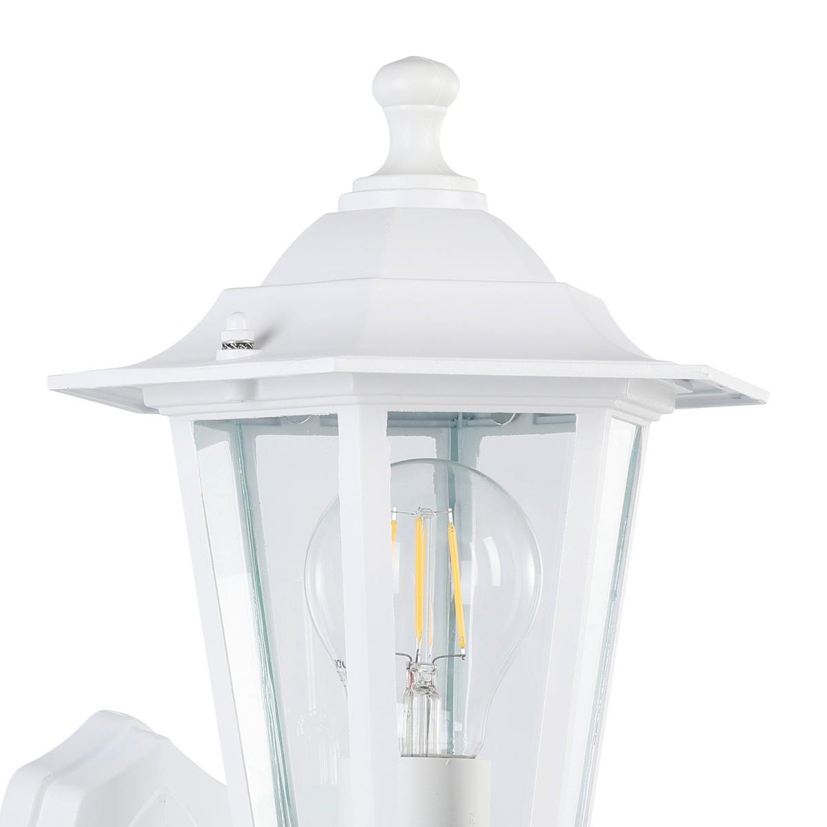 Aussenwandleuchte Laterna 5 Inkl. Sensor Weiss - Klar/Weiss, Basics, Glas/Metall (16,5/23,5/42,5cm) - Eglo