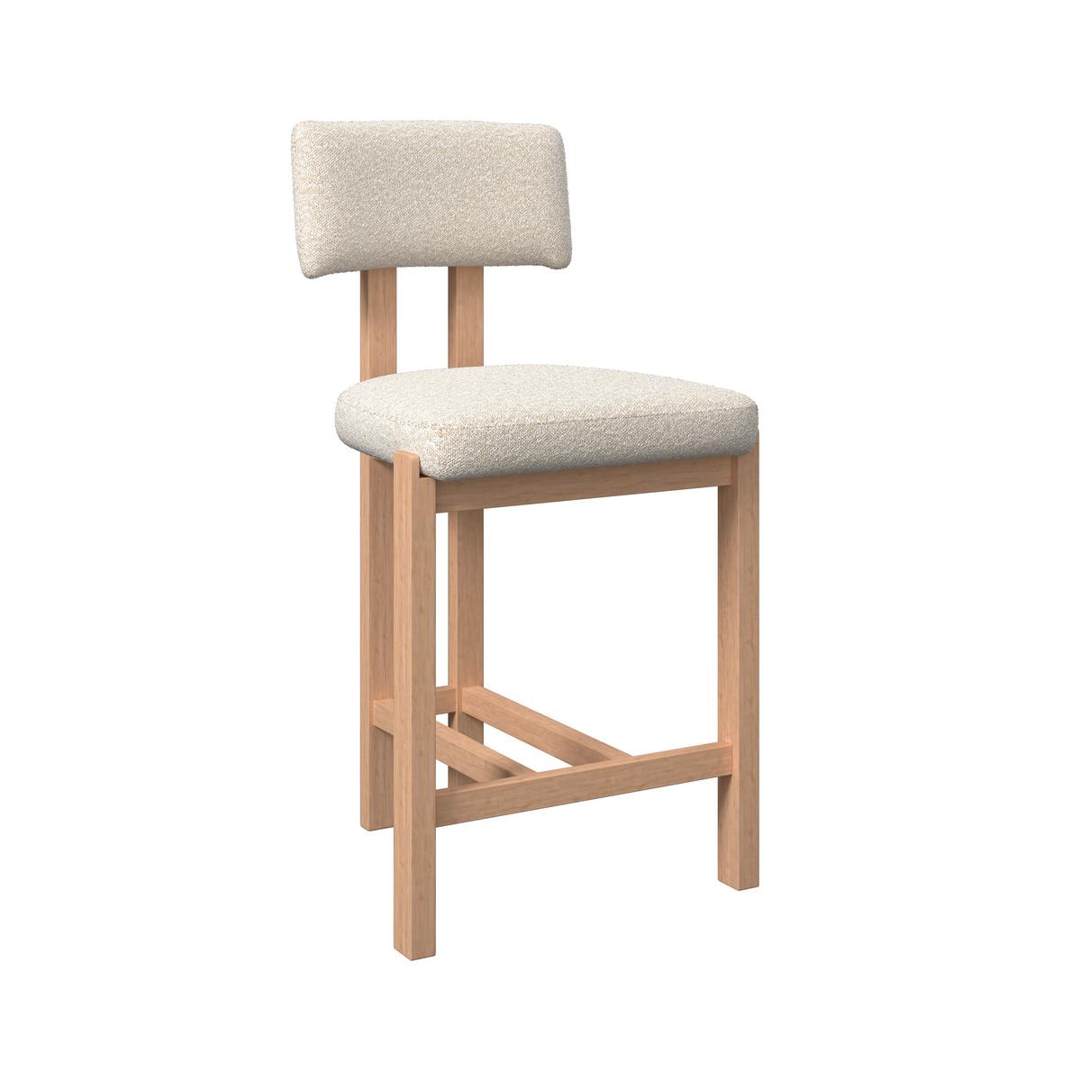 Barhocker Jonna Creme Bouclé Gepolstert - Creme/Naturfarben, MODERN, Holz/Textil (51/102/54cm) - Bessagi Home