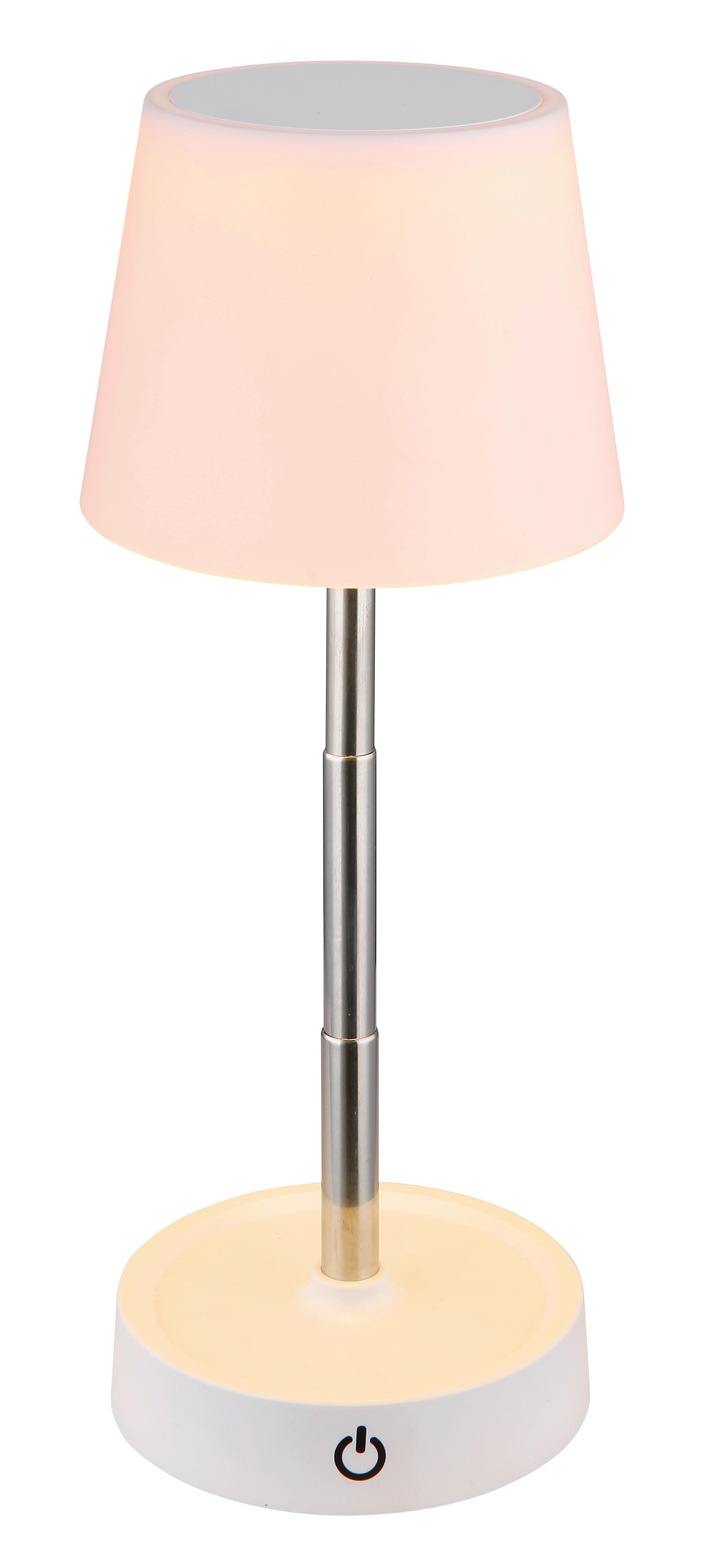 LED-TISCHLEUCHTE 58446W CARLOS - Chromfarben/Weiss, Konventionell, Kunststoff/Metall (10,6/10,5-28cm) - Globo