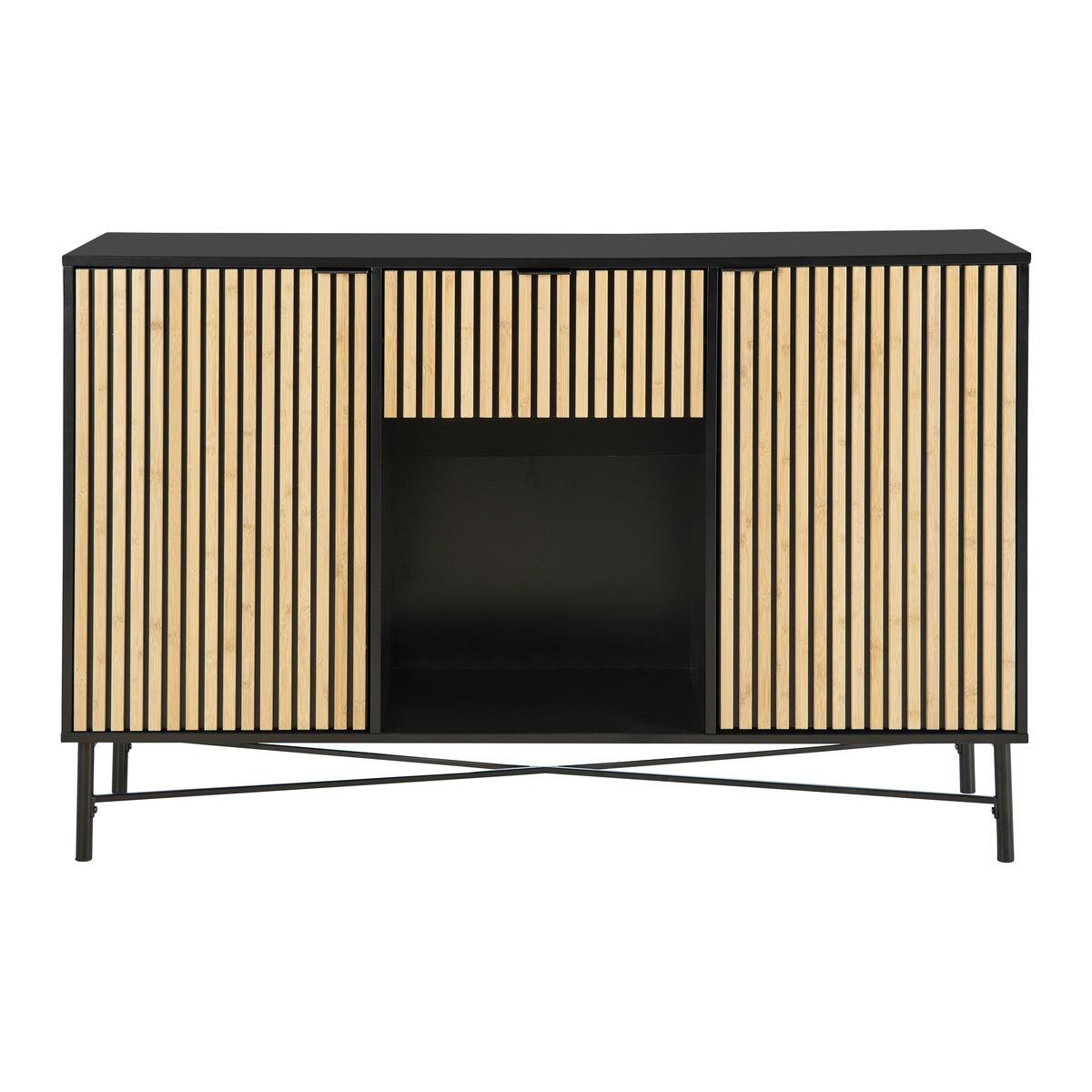 Comodă cu uși MADRID -EXKLUSIV- - culoare lemn stejar/culoare natur, Modern, lemn/metal (143/90/40cm) - Modern Living