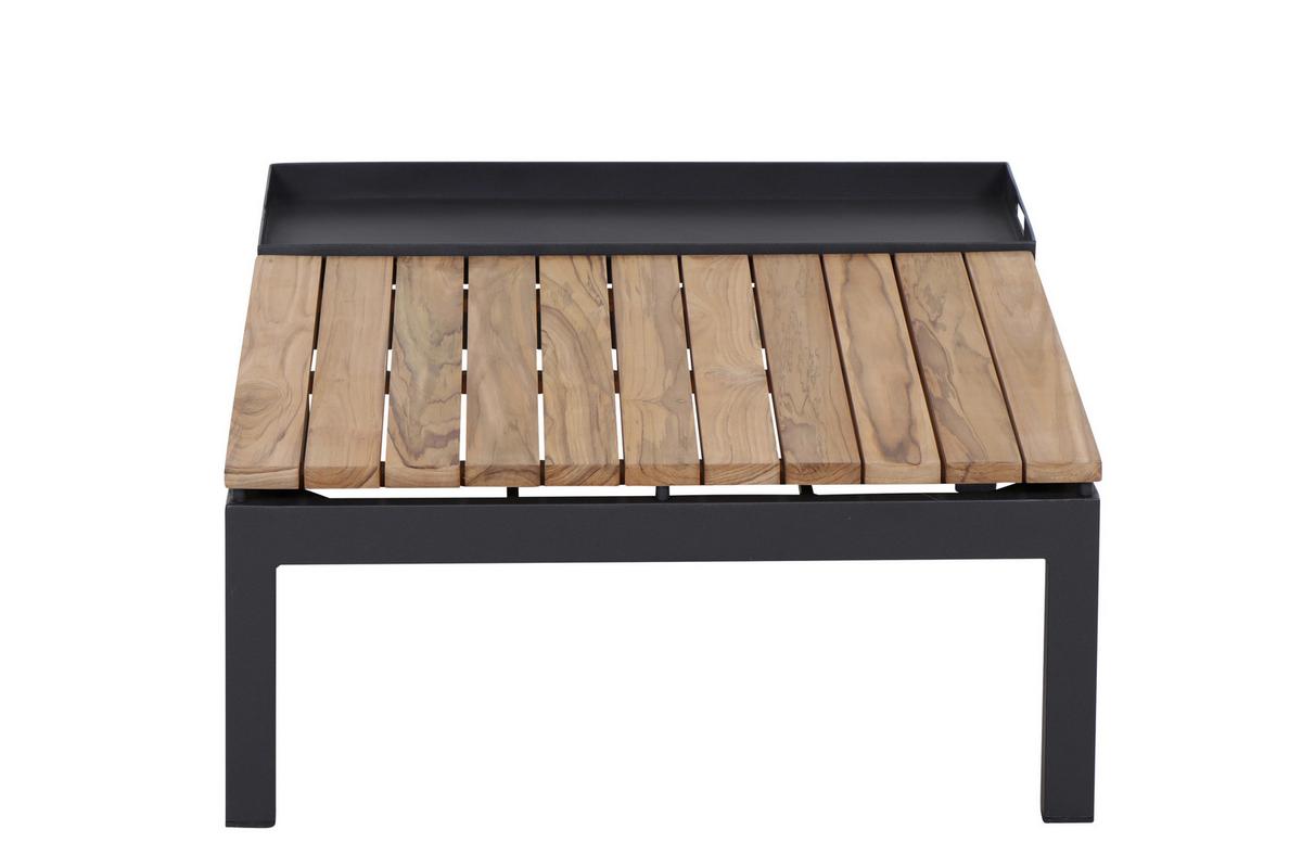 Modul-Loungegarnitur 4-tlg. Grau Teakholz - Anthrazit/Grau, KONVENTIONELL, Holz/Textil (252/84/252cm) - Siena Garden