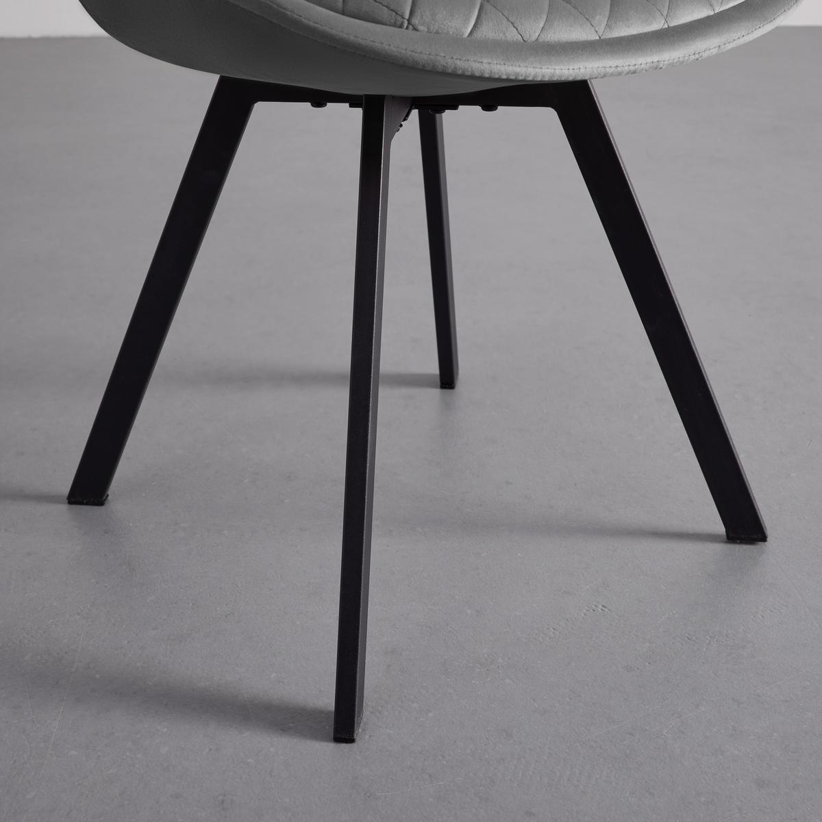 Stuhl Mia Grau Samtbezug Gepolstert - Schwarz/Grau, MODERN, Holz/Textil (49/83/53cm) - Bessagi Home