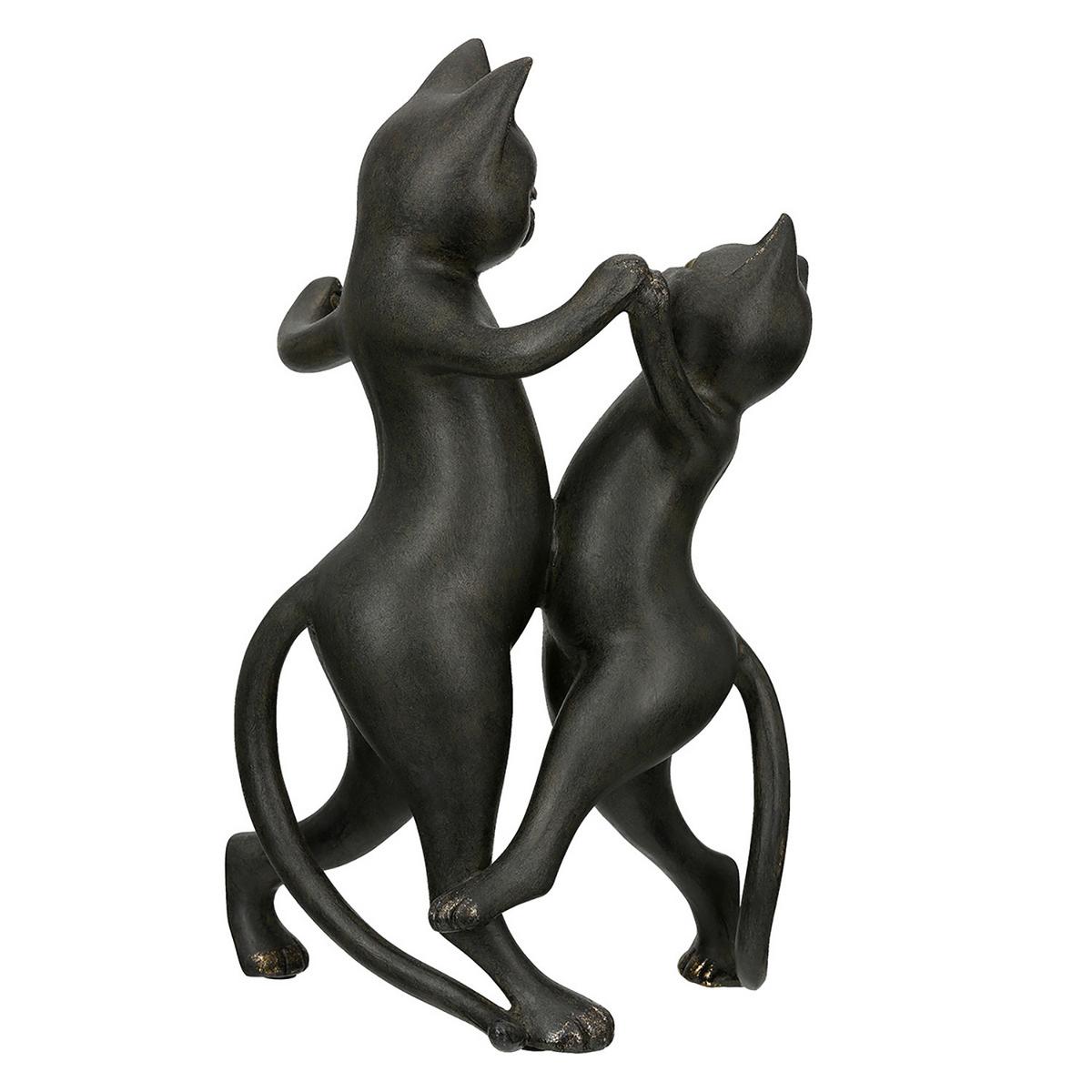 Skulptur Katzenpaar Gatto Schwarz - Schwarz, Basics, Kunststoff (17,5/30,5/16cm)