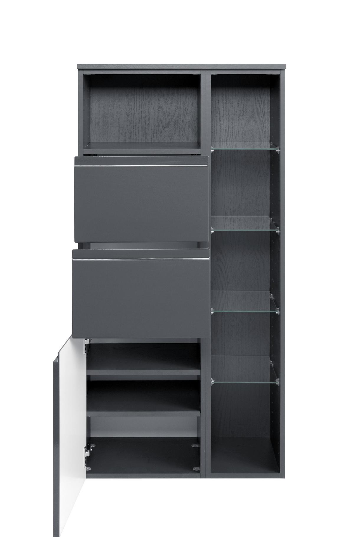 Midischrank in Grau 'Cardiff' - Graphitfarben, Design, Holzwerkstoff (65/130/35cm) - Held