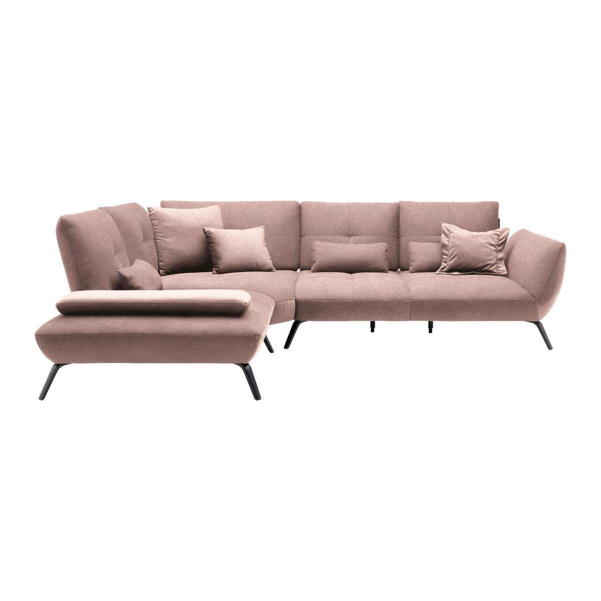 Wohnlandschaft Trendy Rosa - Schwarz/Rosa, MODERN, Holzwerkstoff/Textil (250/93/310cm) - Premium Living