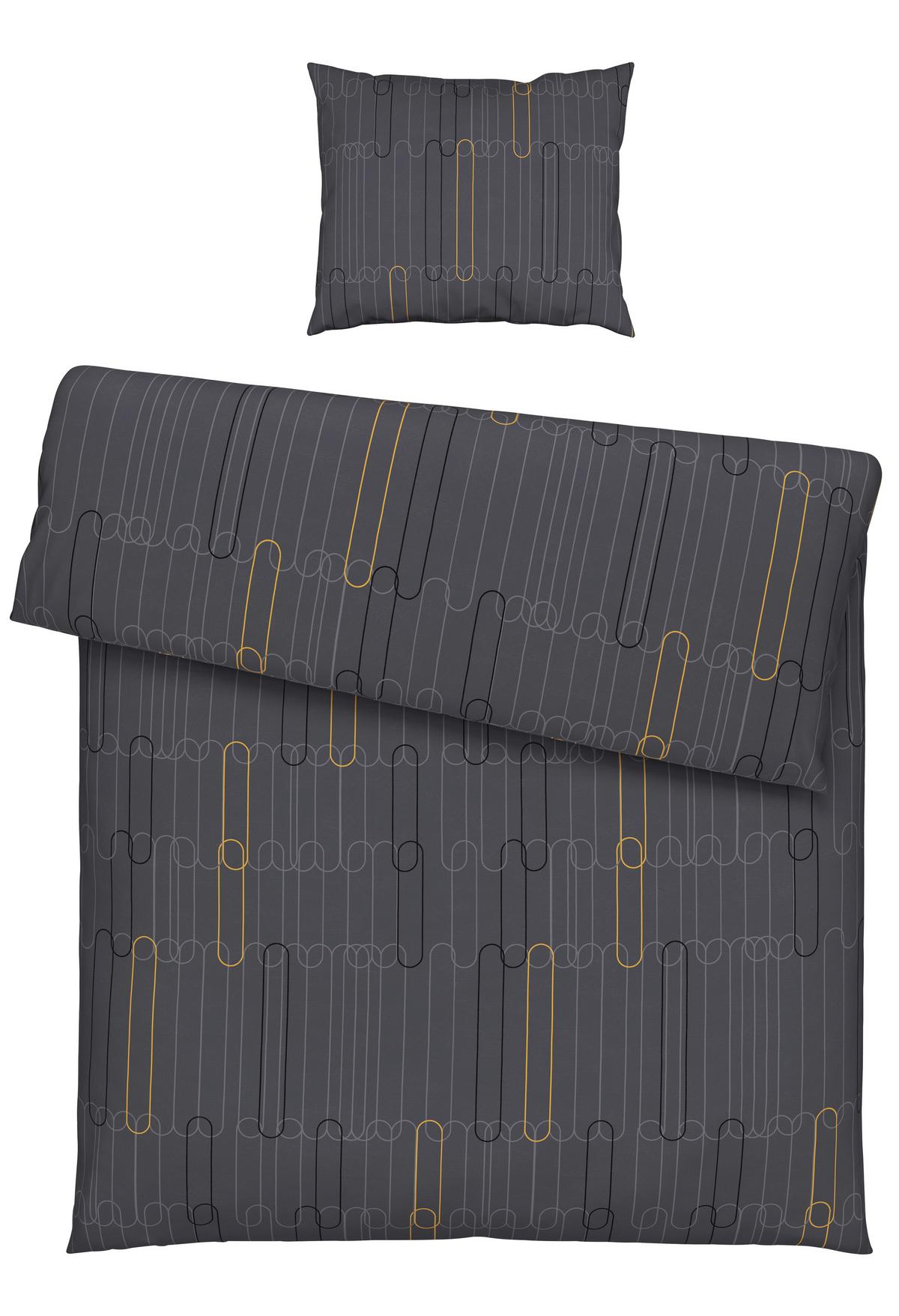 linge de lit CHAINS - Anthrazit/Gelb, Konventionell, Textil (160/210cm) - Modern Living