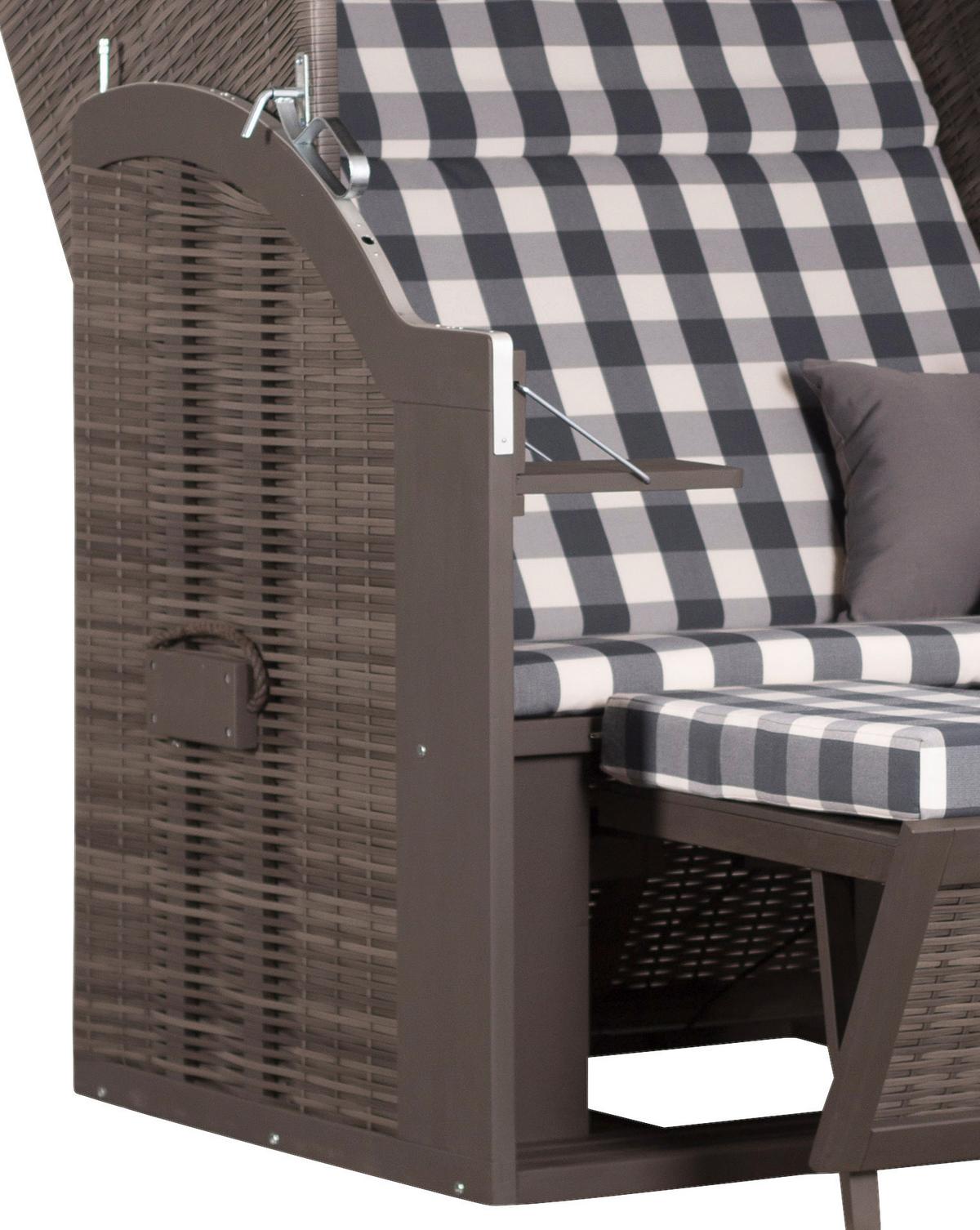 Strandkorb ca. 120x160x80 cm Grau/Karo - Basics, Holz (120/160/80cm) - Gardenson