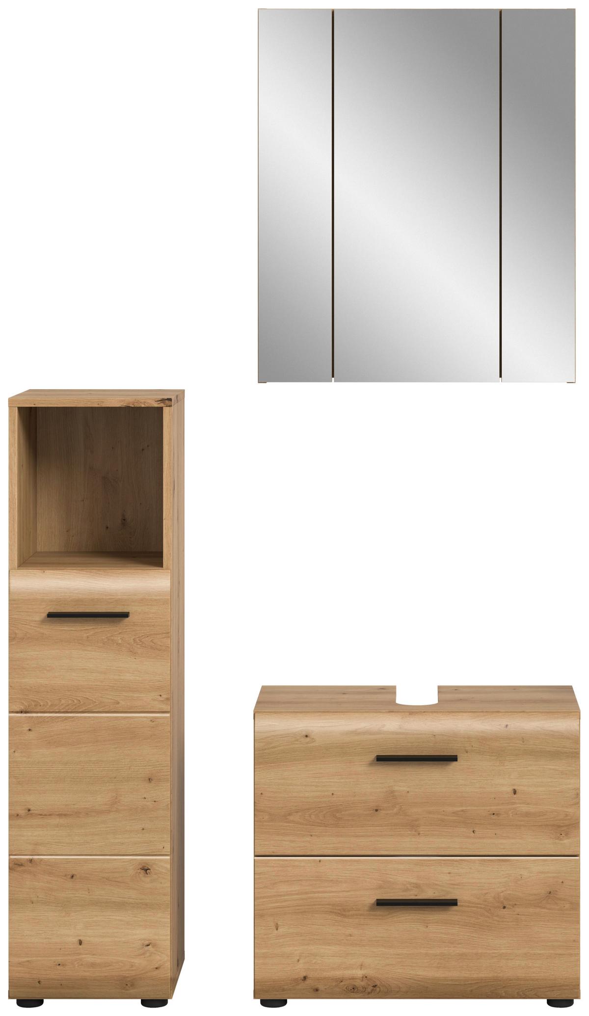 BADEZIMMER ICE - Schwarz/Eiche Artisan, Basics, Holzwerkstoff/Kunststoff (90cm) - MID.YOU