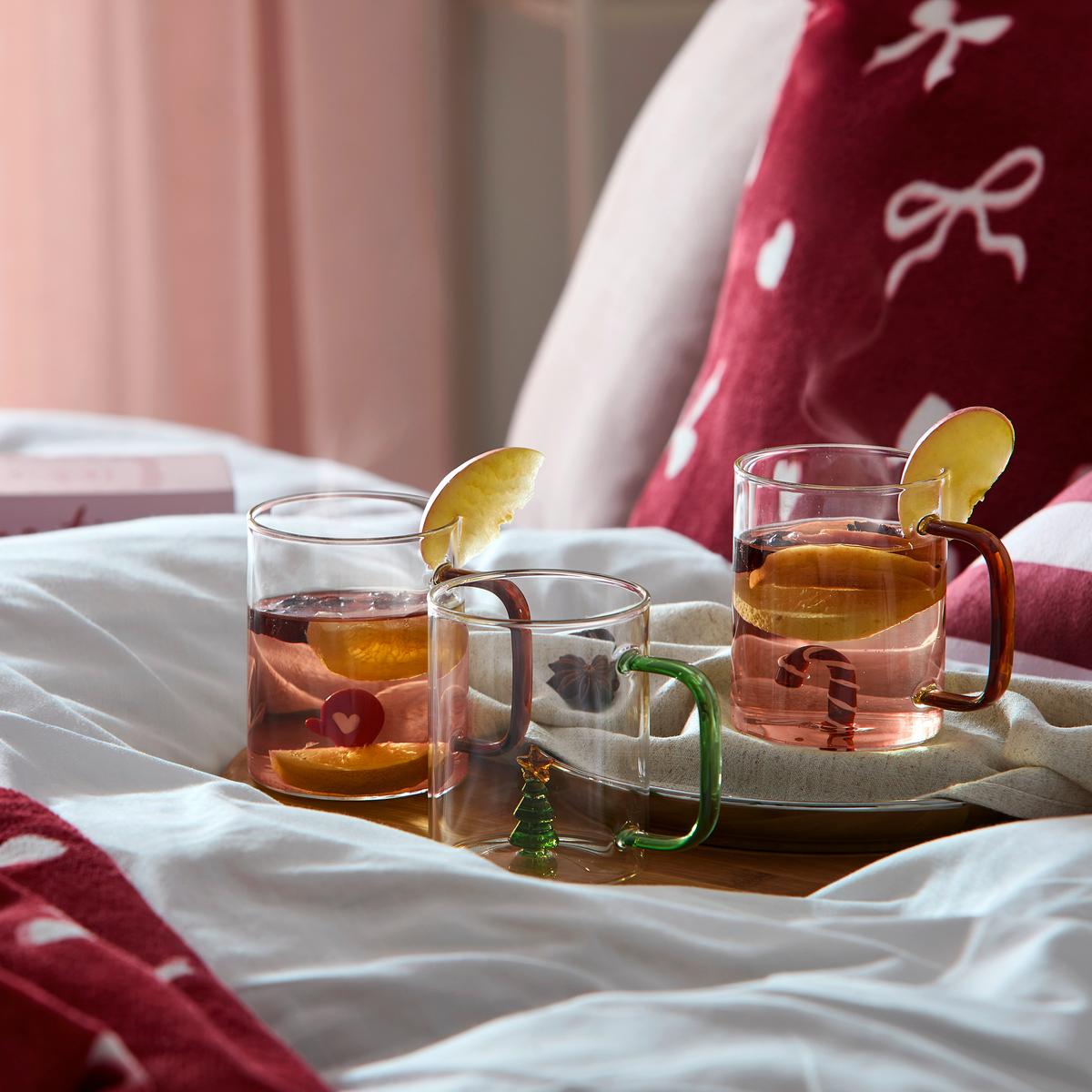 Tasse Christmas Grün/Rot - Transparent/Rot, Glas (8/10cm) - Mömax