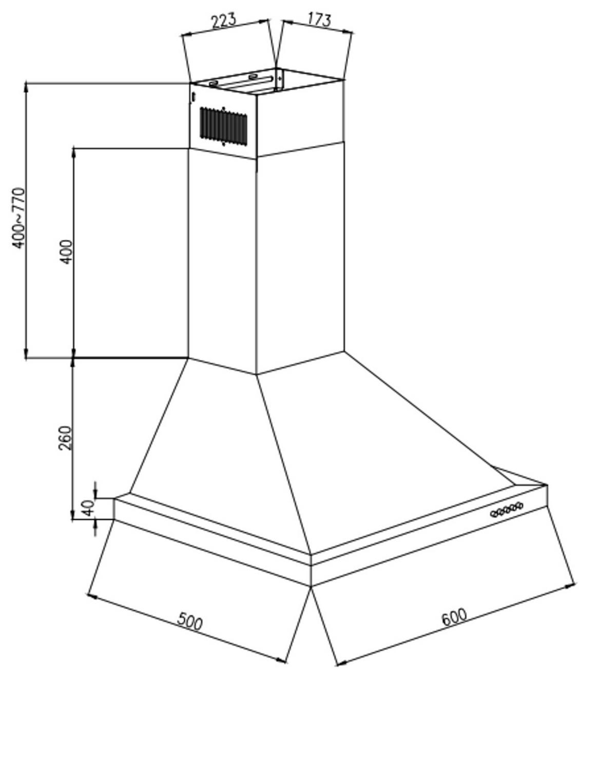 Dunstabzugshaube 6090V Edelstahlfarben - Edelstahlfarben, Basics, Metall (60/66-103/50cm) - PKM