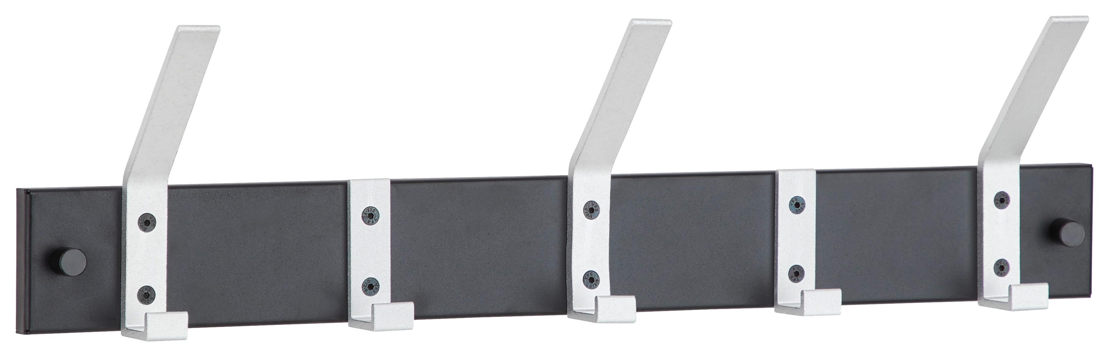 Vješalica Pat 5 - crna/boje aluminija, Moderno, metal (50/14/8cm) - Modern Living