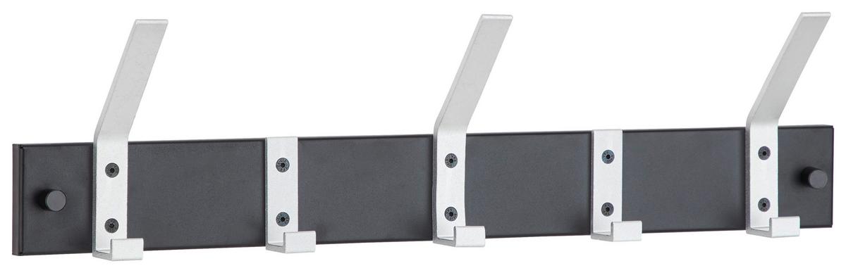 Vješalica Pat 5 - crna/boje aluminija, Moderno, metal (50/14/8cm) - Modern Living