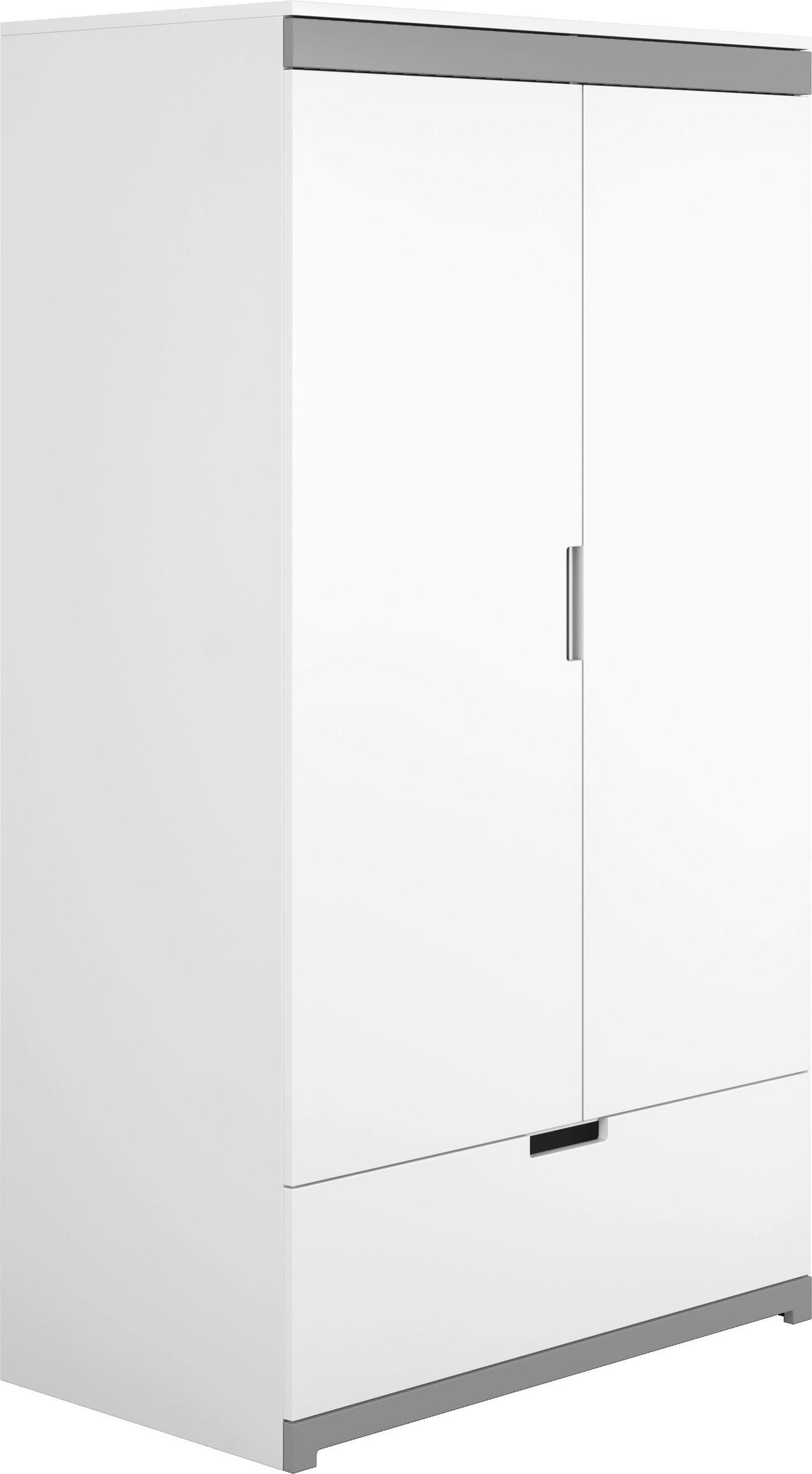 Otroška Garderobna Omara Tomi, Bela, Siva - siva/bela, Moderno, leseni material (100/182/57cm) - MID.YOU