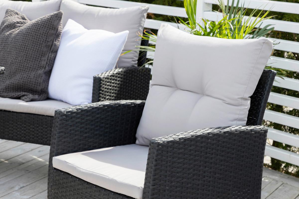 Dining-Loungeset Knock 6-tlg. Grau/Schwarz - Schwarz/Grau, KONVENTIONELL, Kunststoff - Gardenson
